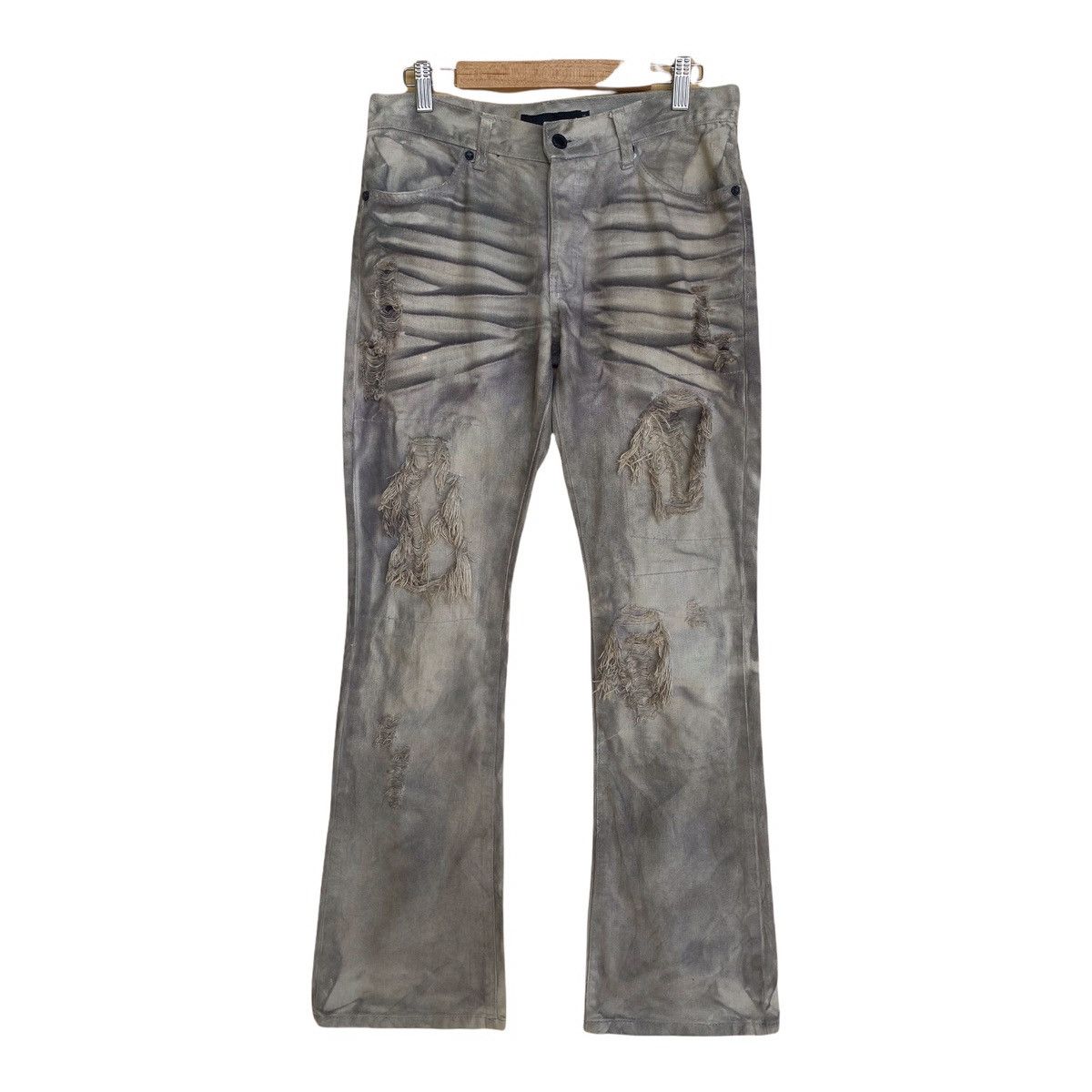 image of Gostar De Fuga Fuga Seditionaries Flare Distressed Denim Pants in Grey, Men's (Size 30)