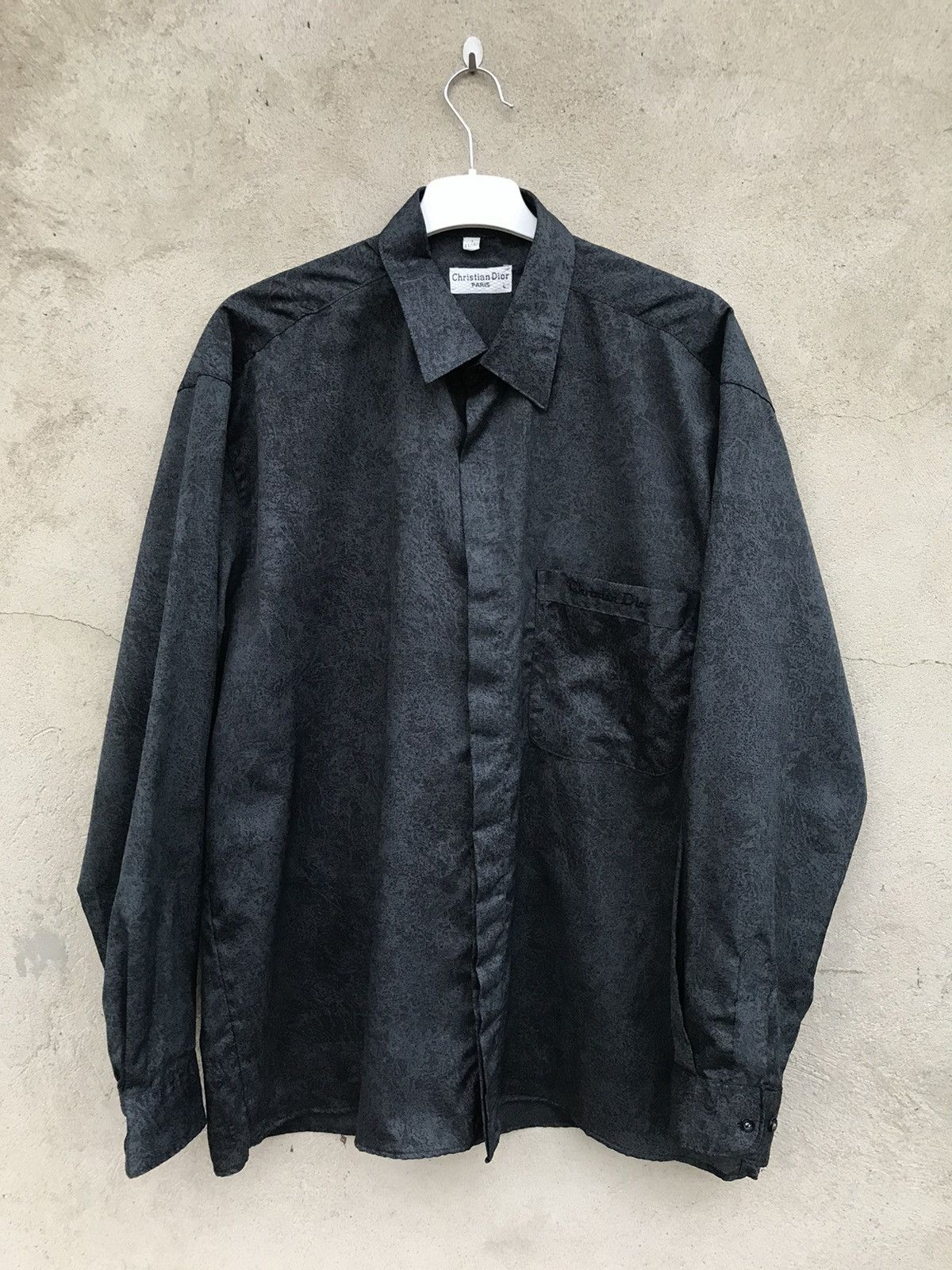 image of Christian Dior Monsieur Vintage 90's Christian Dior Painted Shirt 100% Silk in Black (Size Large)