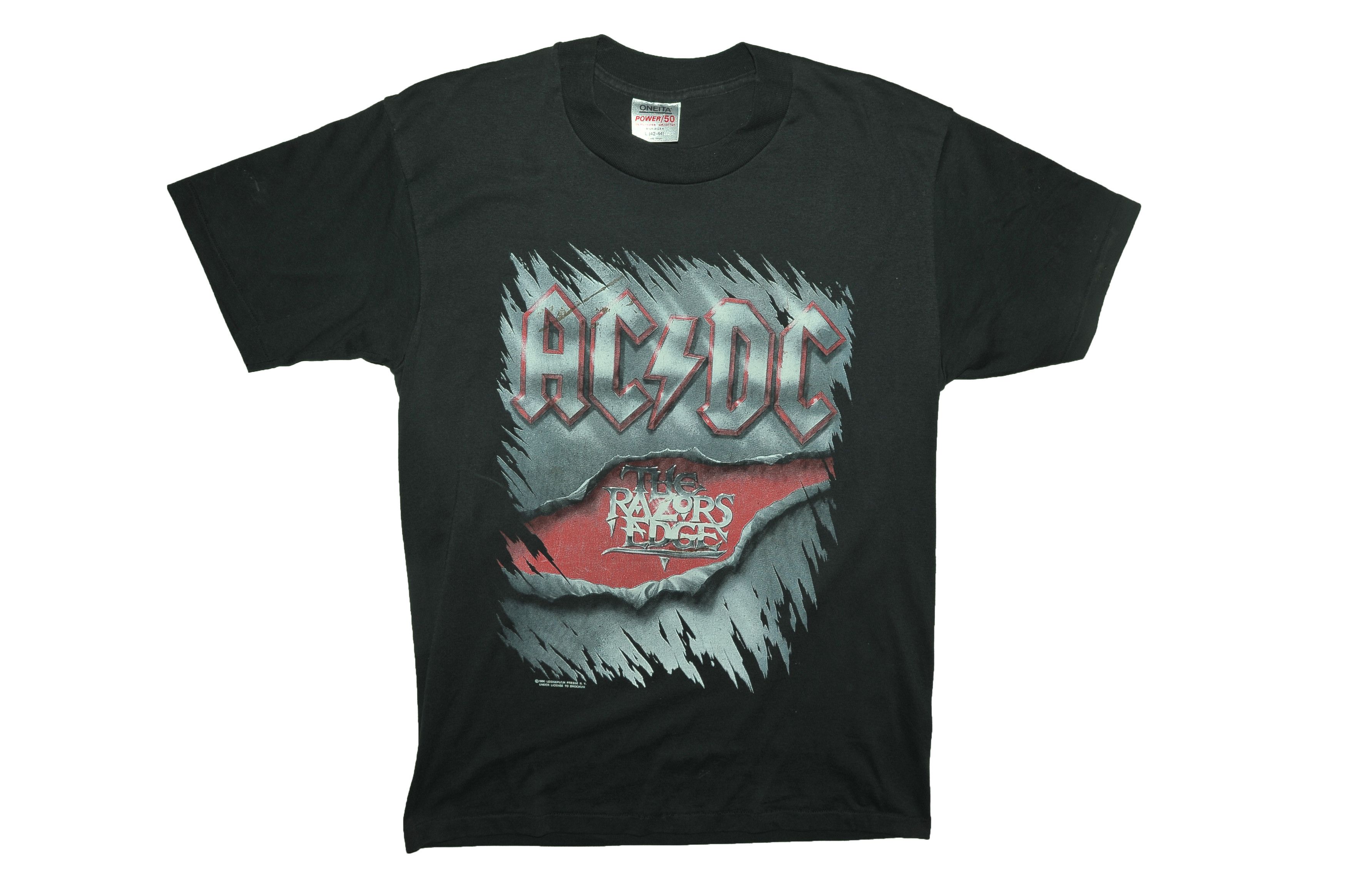 Vintage Vintage 90's AC/DC The Razors Edge 1990 Tour T-shirt Size US L / EU 52-54 / 3 - 1 Thumbnail
