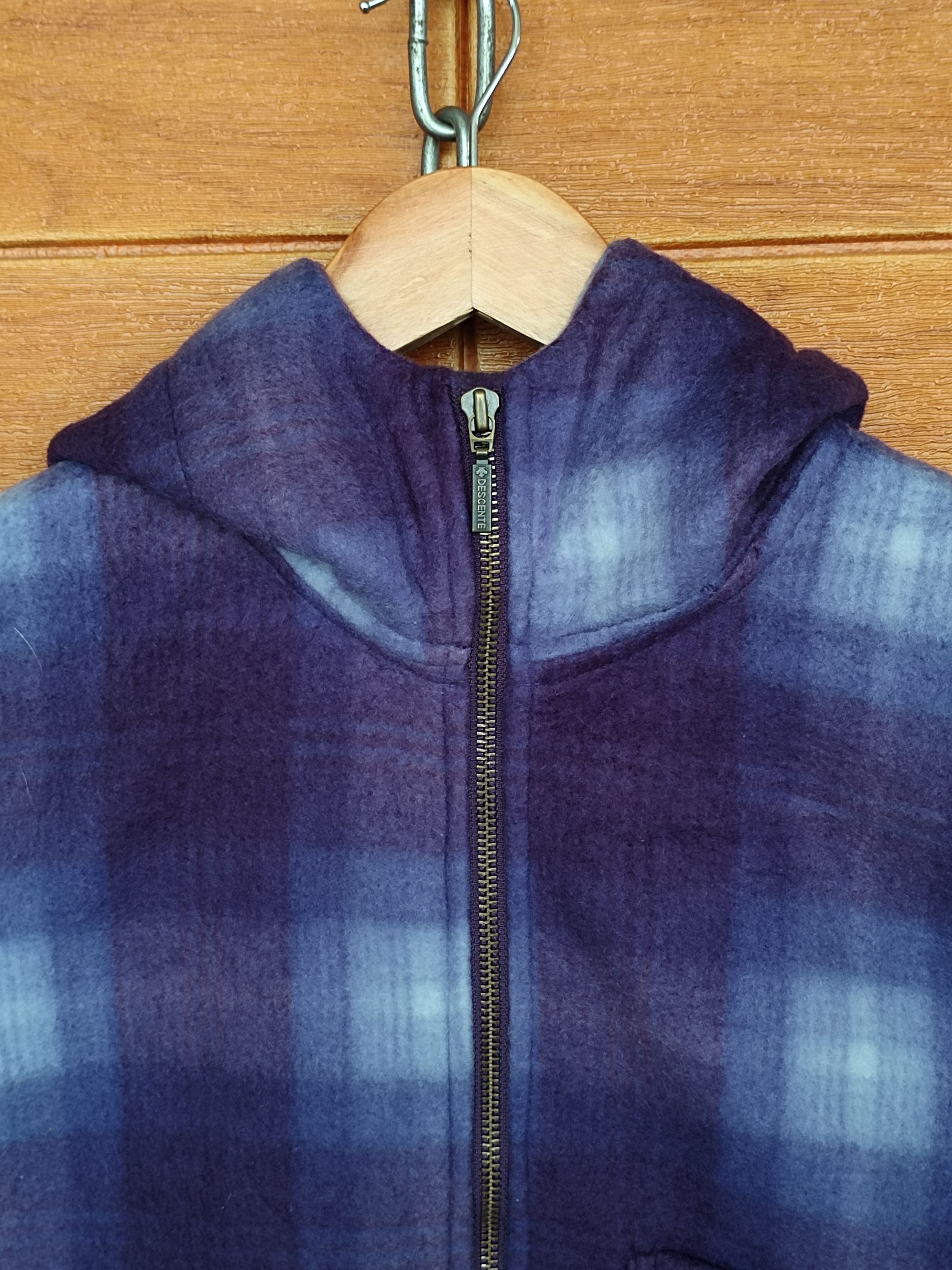 Japanese Brand DESCENTE Checkered Fleece Sleeveless Hoodies Jacket Size US L / EU 52-54 / 3 - 2 Thumbnail