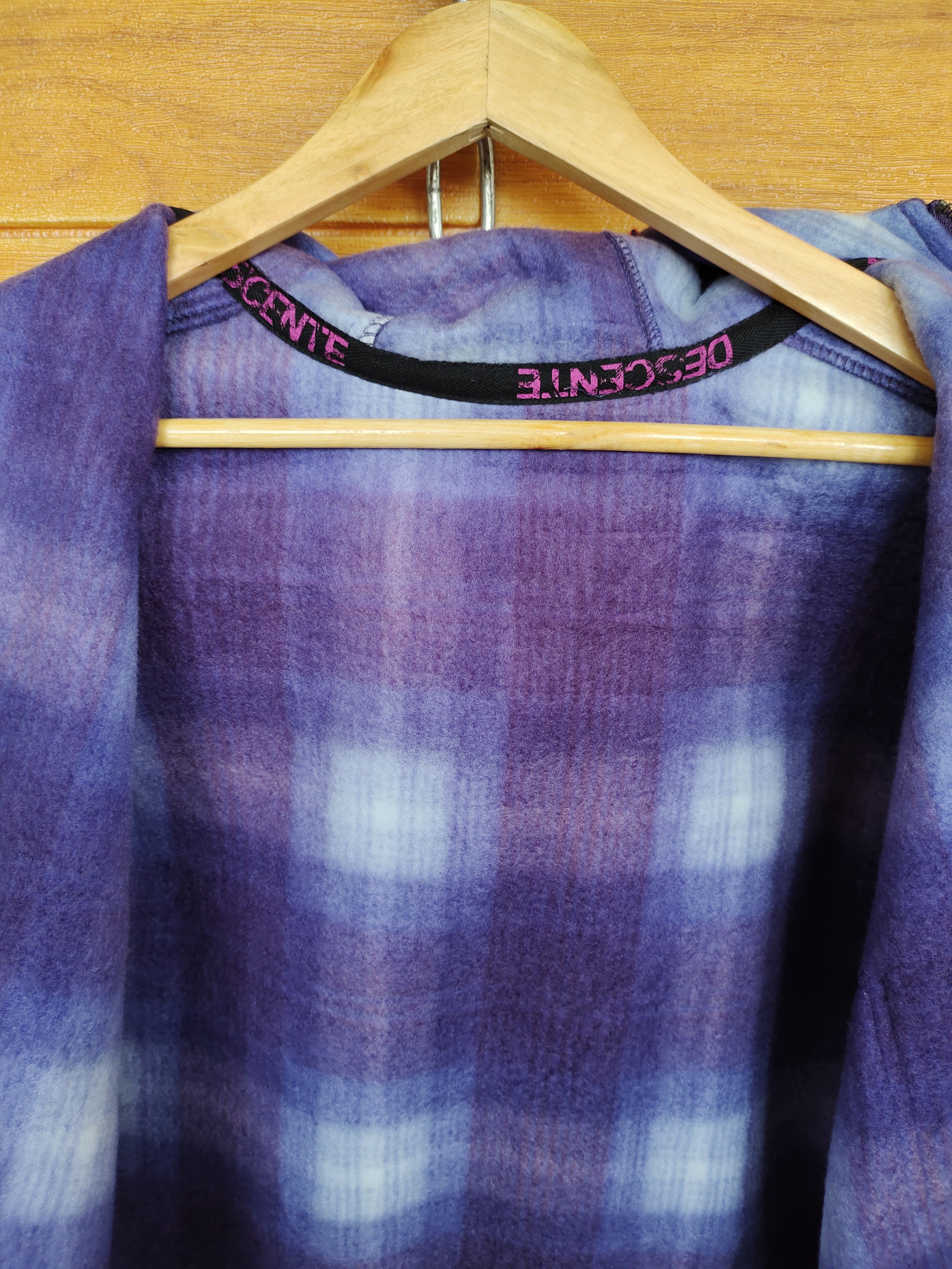 Japanese Brand DESCENTE Checkered Fleece Sleeveless Hoodies Jacket Size US L / EU 52-54 / 3 - 13 Thumbnail