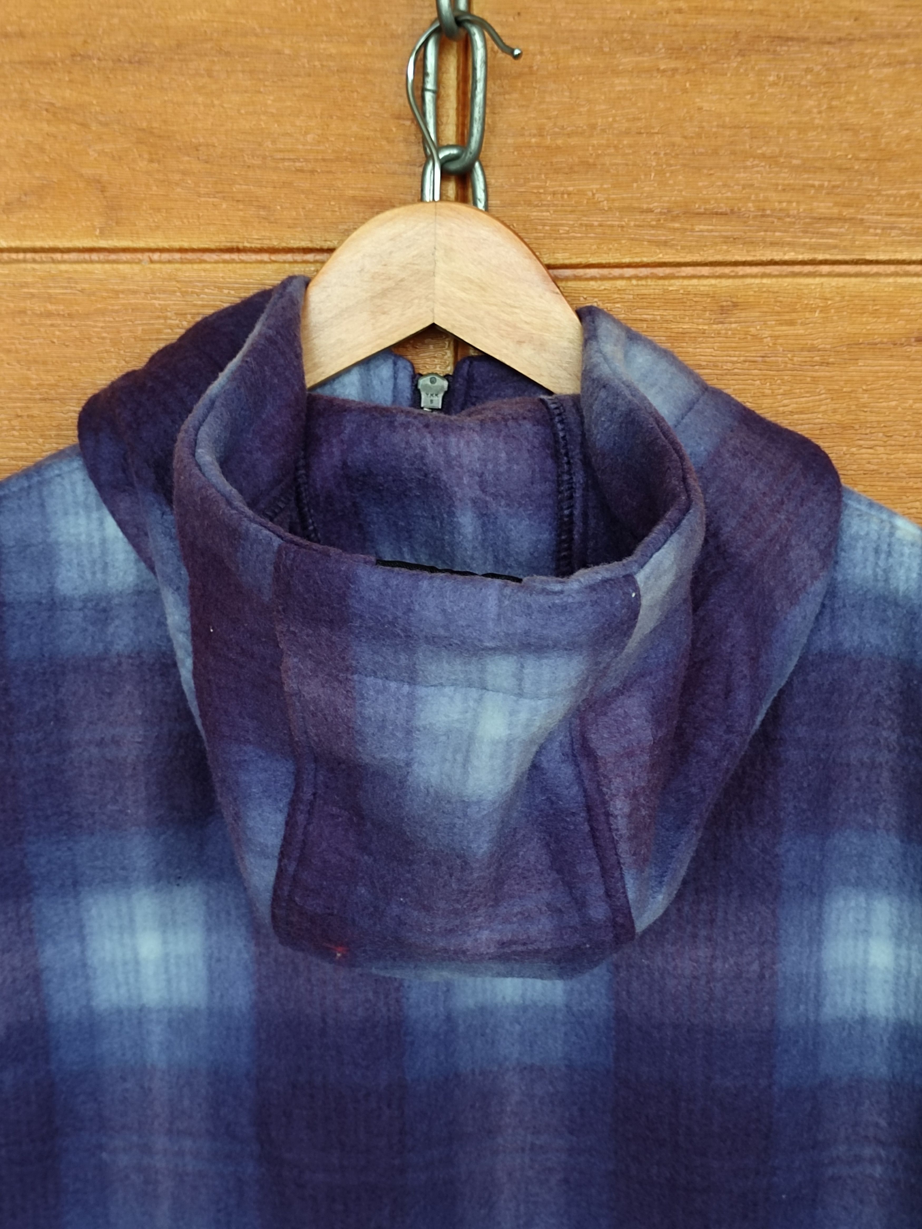 Japanese Brand DESCENTE Checkered Fleece Sleeveless Hoodies Jacket Size US L / EU 52-54 / 3 - 8 Thumbnail