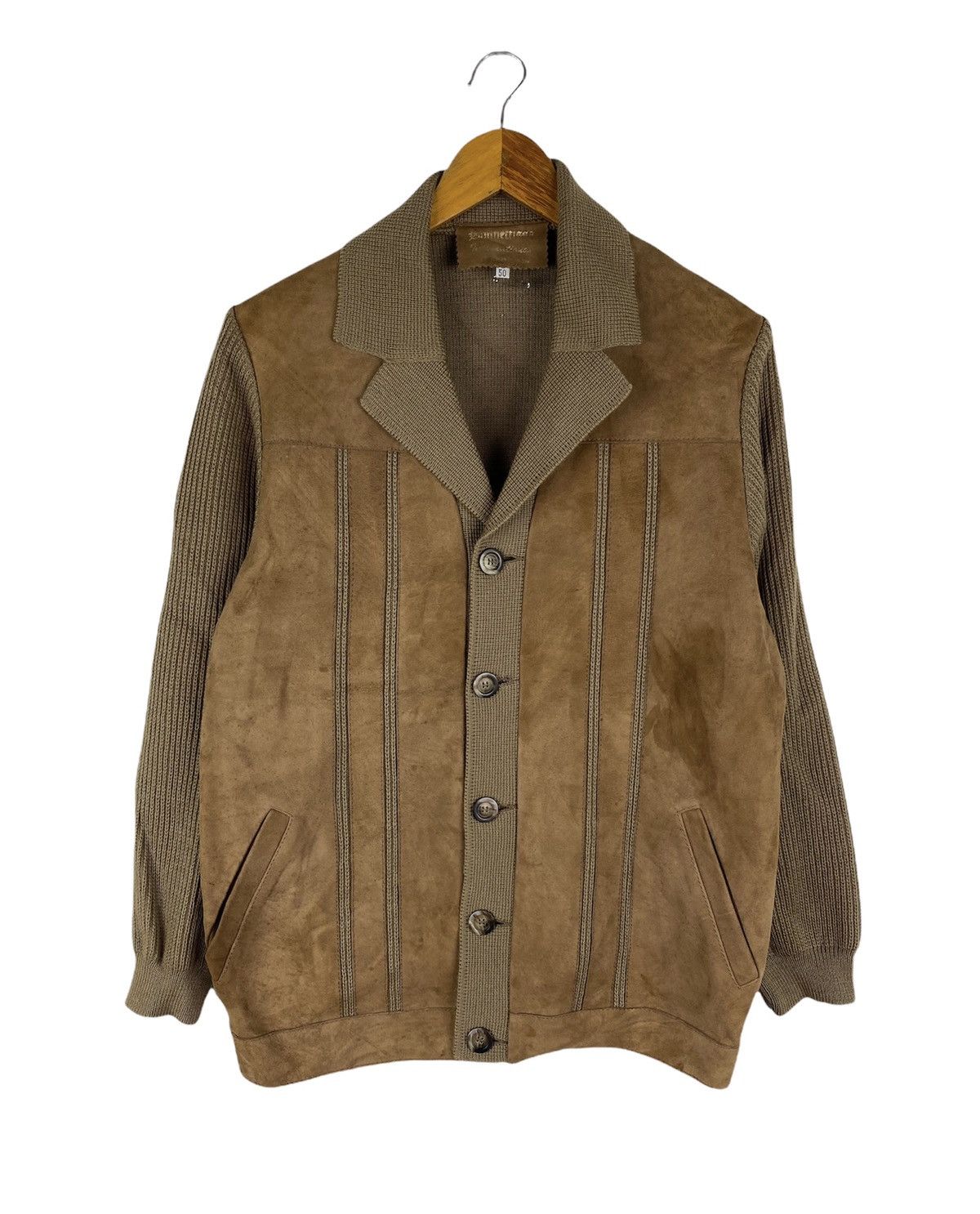 Leather 🔥DHL SHIPPING🔥VINTAGE LEATHER AND KNITED JACKET MADE BELGIUM Size US L / EU 52-54 / 3 - 1 Thumbnail