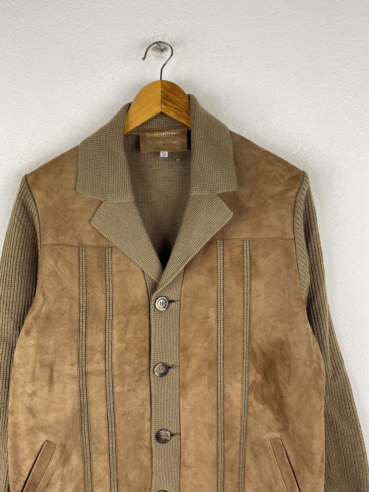 Leather 🔥DHL SHIPPING🔥VINTAGE LEATHER AND KNITED JACKET MADE BELGIUM Size US L / EU 52-54 / 3 - 5 Thumbnail