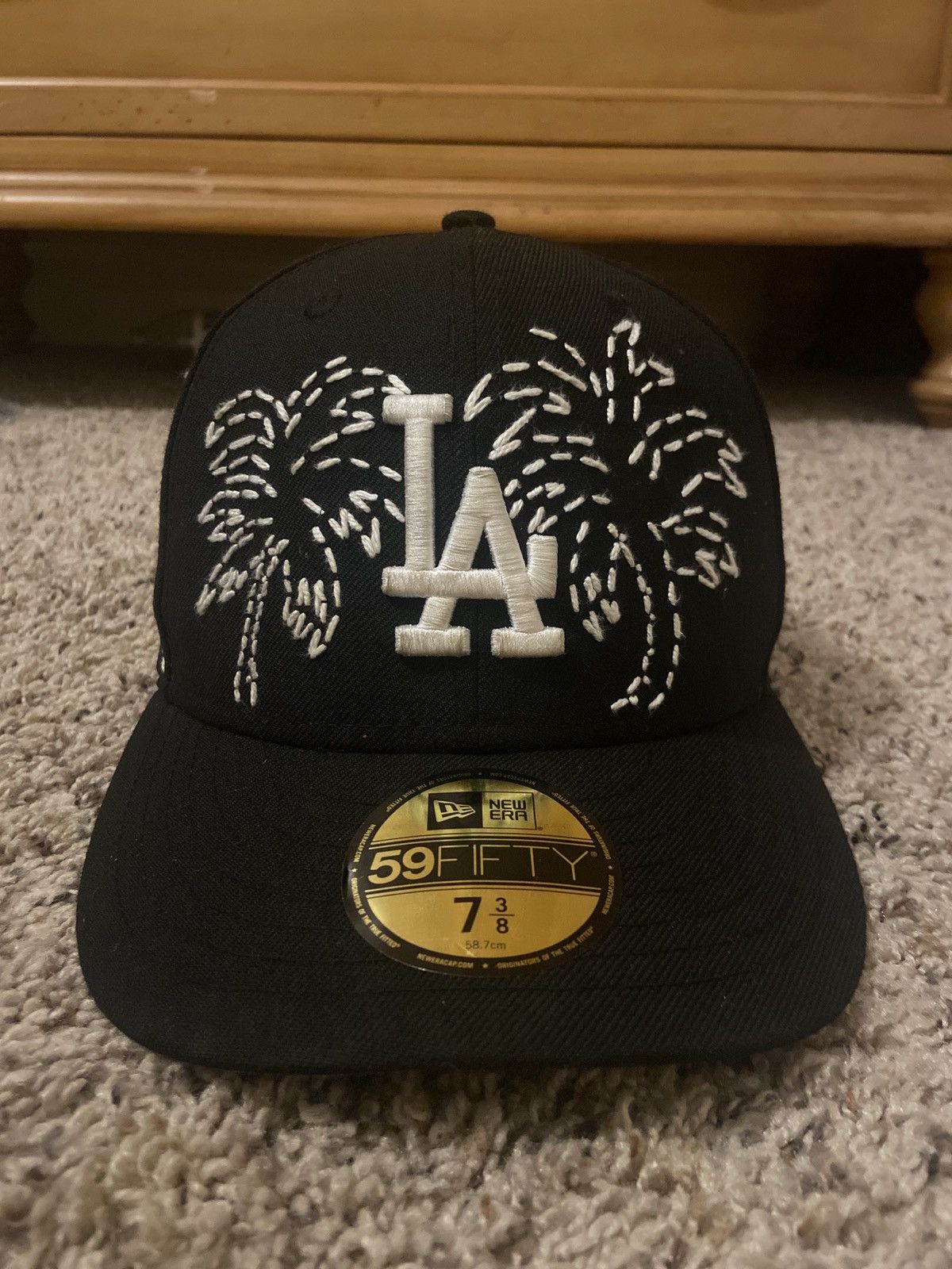 ANGELIC FLAME BLACK LA DODGERS CUSTOM FITTED CAP