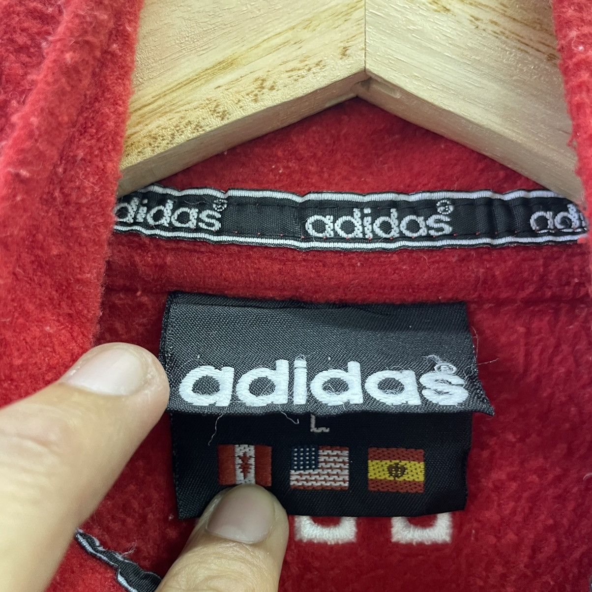 Adidas × Vintage 💥90s Adidas Fleece Jacket Fullzip Big Logo Size US L / EU 52-54 / 3 - 7 Thumbnail