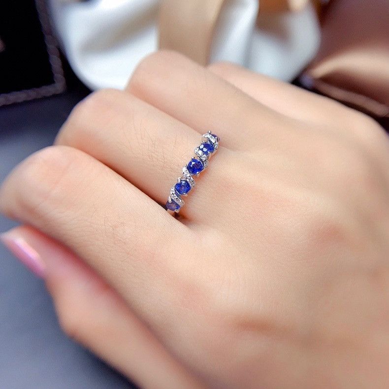 Other 18K White Gold Plated Adjustable Blue Crystsl Sapphire Ring Size ONE SIZE - 4 Thumbnail