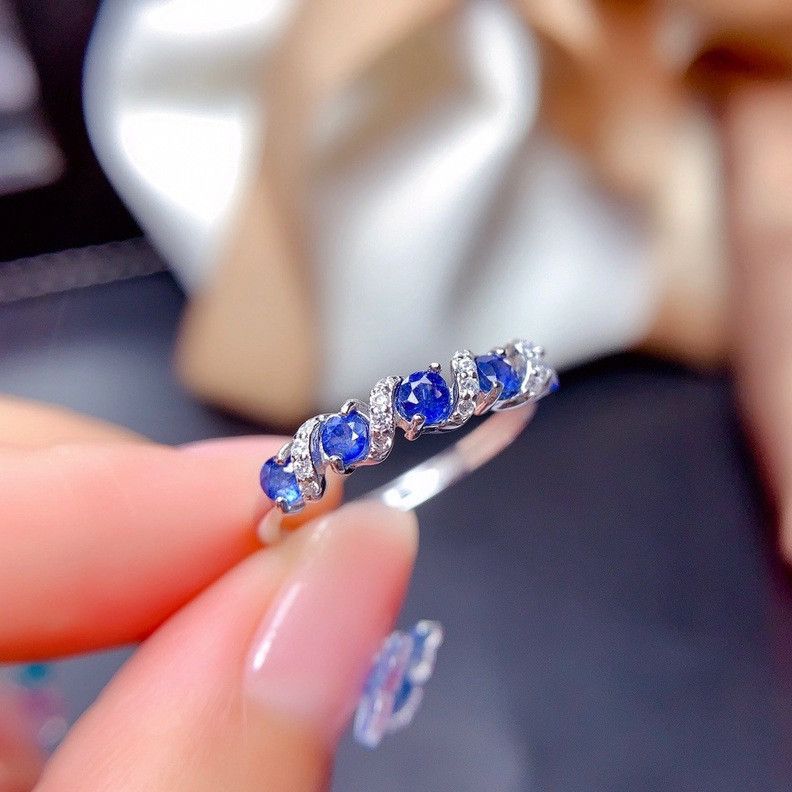 Other 18K White Gold Plated Adjustable Blue Crystsl Sapphire Ring Size ONE SIZE - 2 Thumbnail