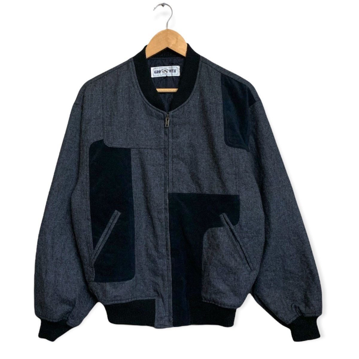 Japanese Brand Growth Zip Up Wool Bomber Jacket | Grailed