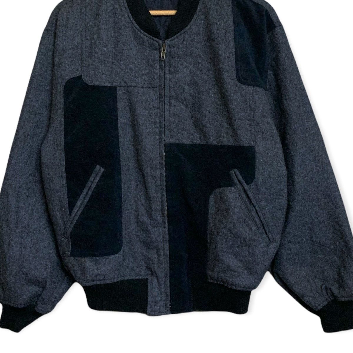 Japanese Brand Growth Zip Up Wool Bomber Jacket Size US L / EU 52-54 / 3 - 3 Thumbnail
