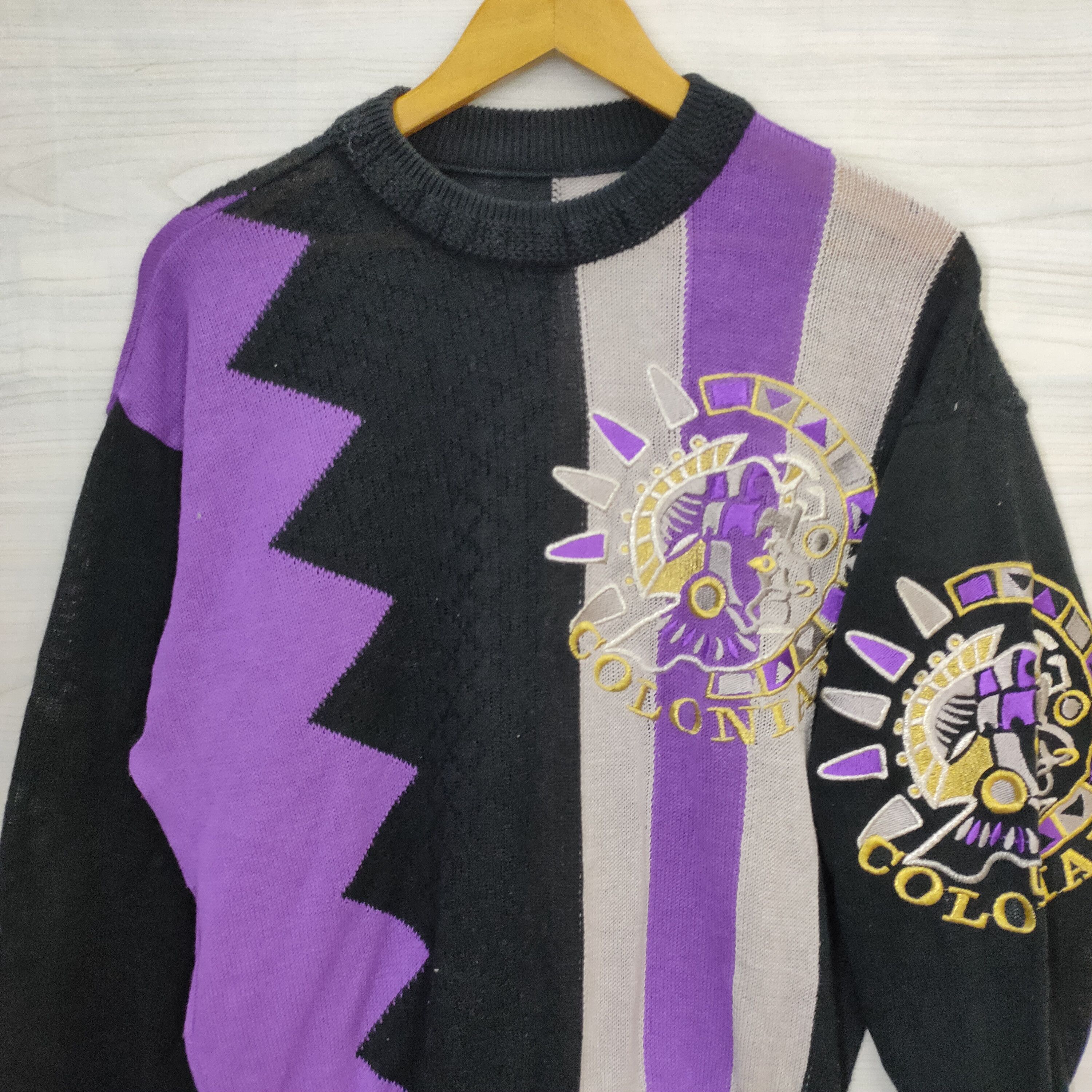 Designer × Japanese Brand × Vintage Vtg 90s Colonial Knit Sweater / gift for her Size US M / EU 48-50 / 2 - 4 Thumbnail