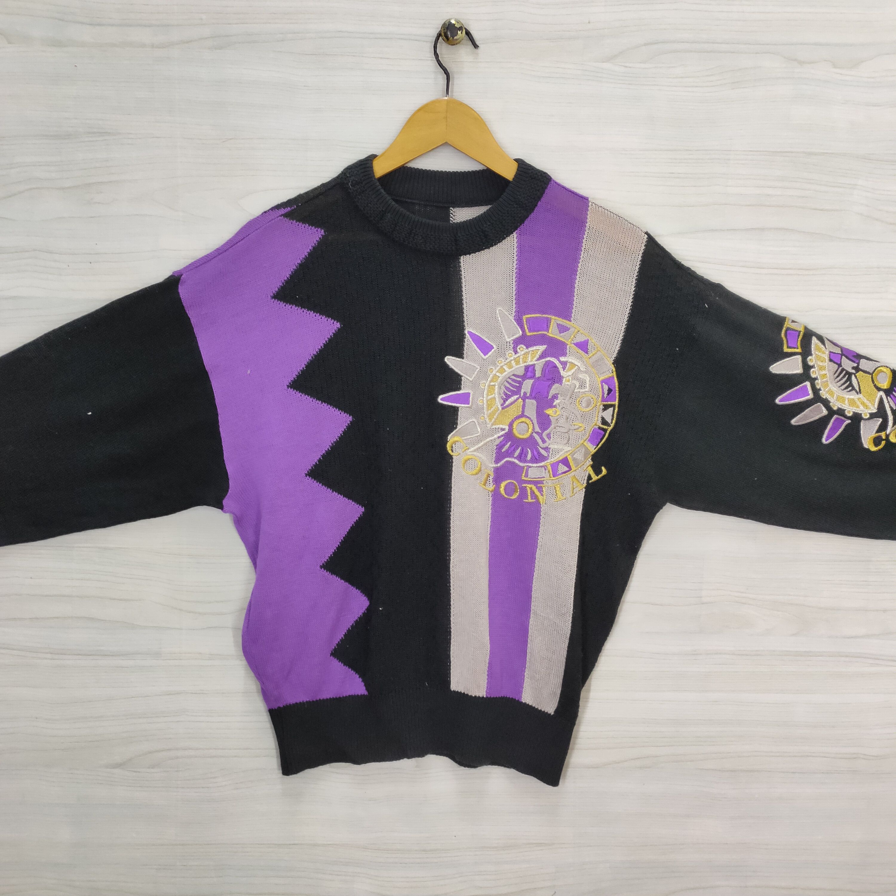 Designer × Japanese Brand × Vintage Vtg 90s Colonial Knit Sweater / gift for her Size US M / EU 48-50 / 2 - 2 Thumbnail