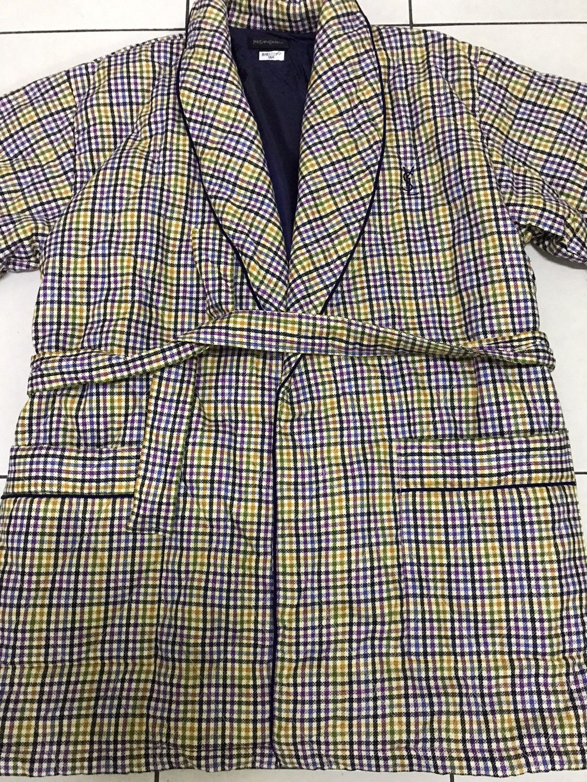 Yves Saint Laurent 🔥Yves Saint Laurent Checkered Multicolor Kimono Cardigan Size US M / EU 48-50 / 2 - 4 Thumbnail