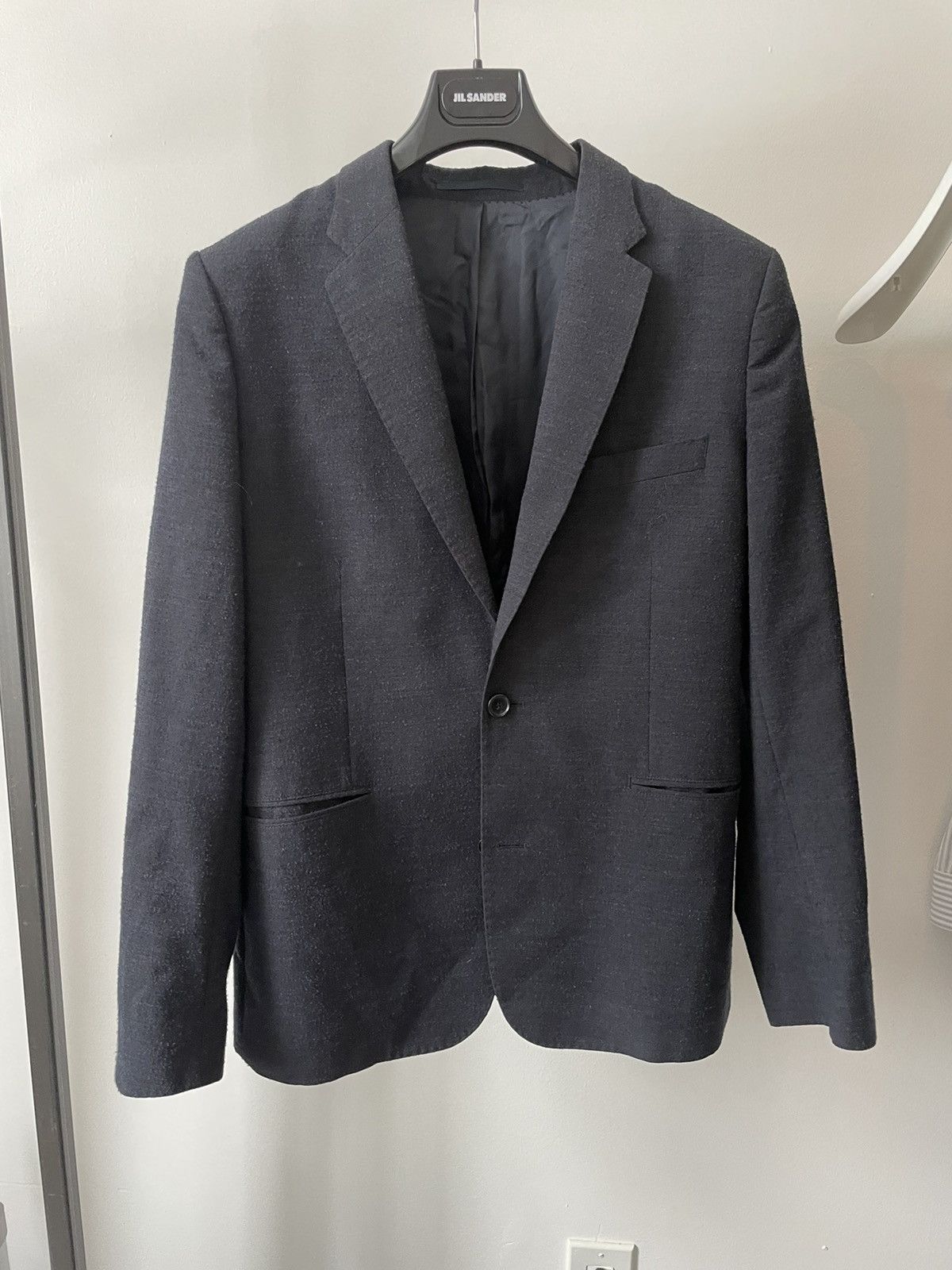 Black & Navy Piled Bouclé Wool Cropped Jet Suit