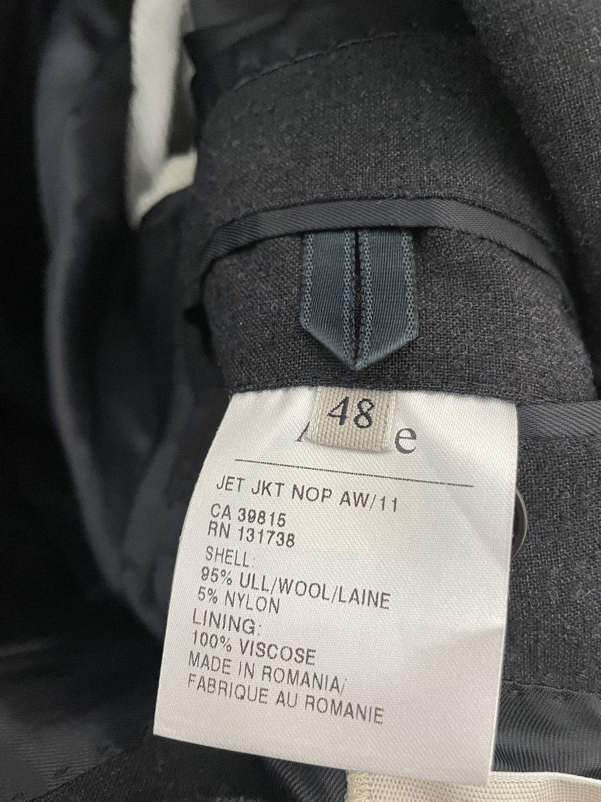 Acne Studios Black & Navy Piled Bouclé Wool Cropped Jet Suit Size 38R - 6 Thumbnail