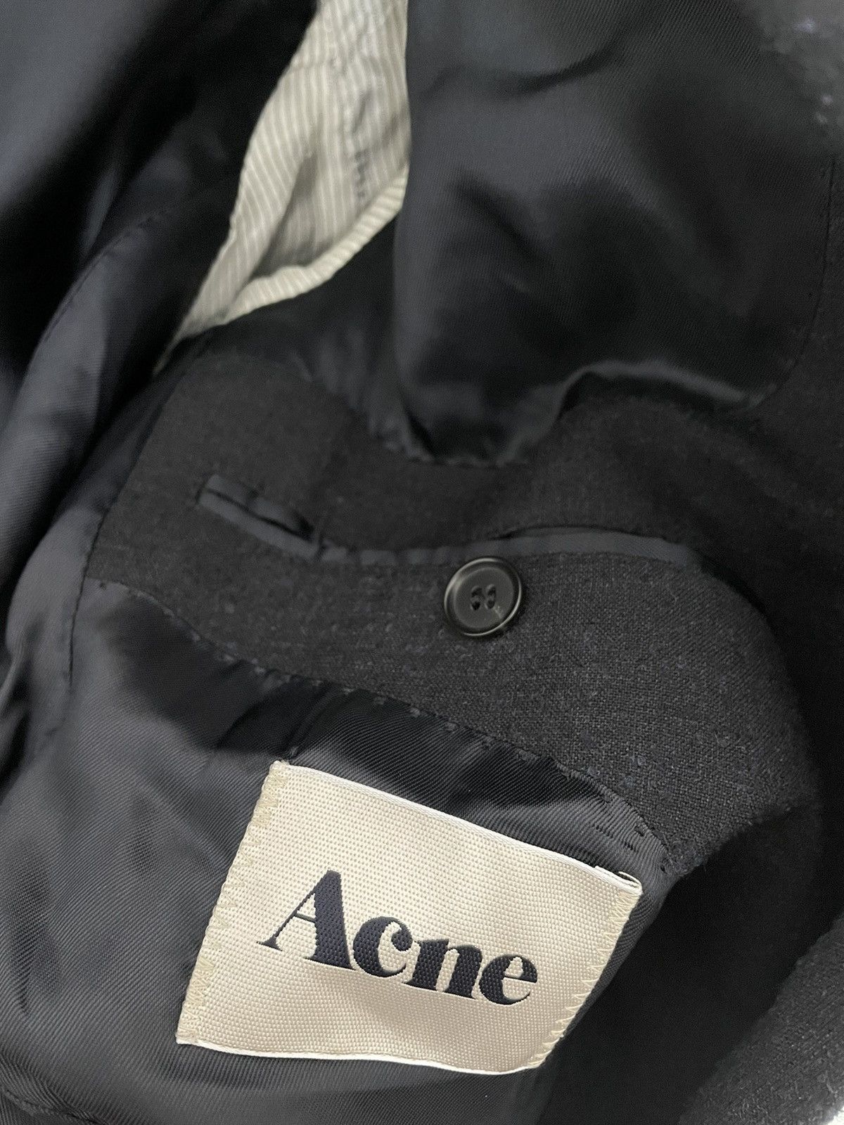 Acne Studios Black & Navy Piled Bouclé Wool Cropped Jet Suit Size 38R - 5 Thumbnail
