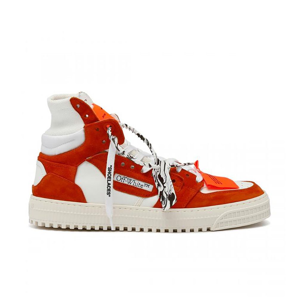 Off-White Court High Top Leather Suede Sneakers Orange