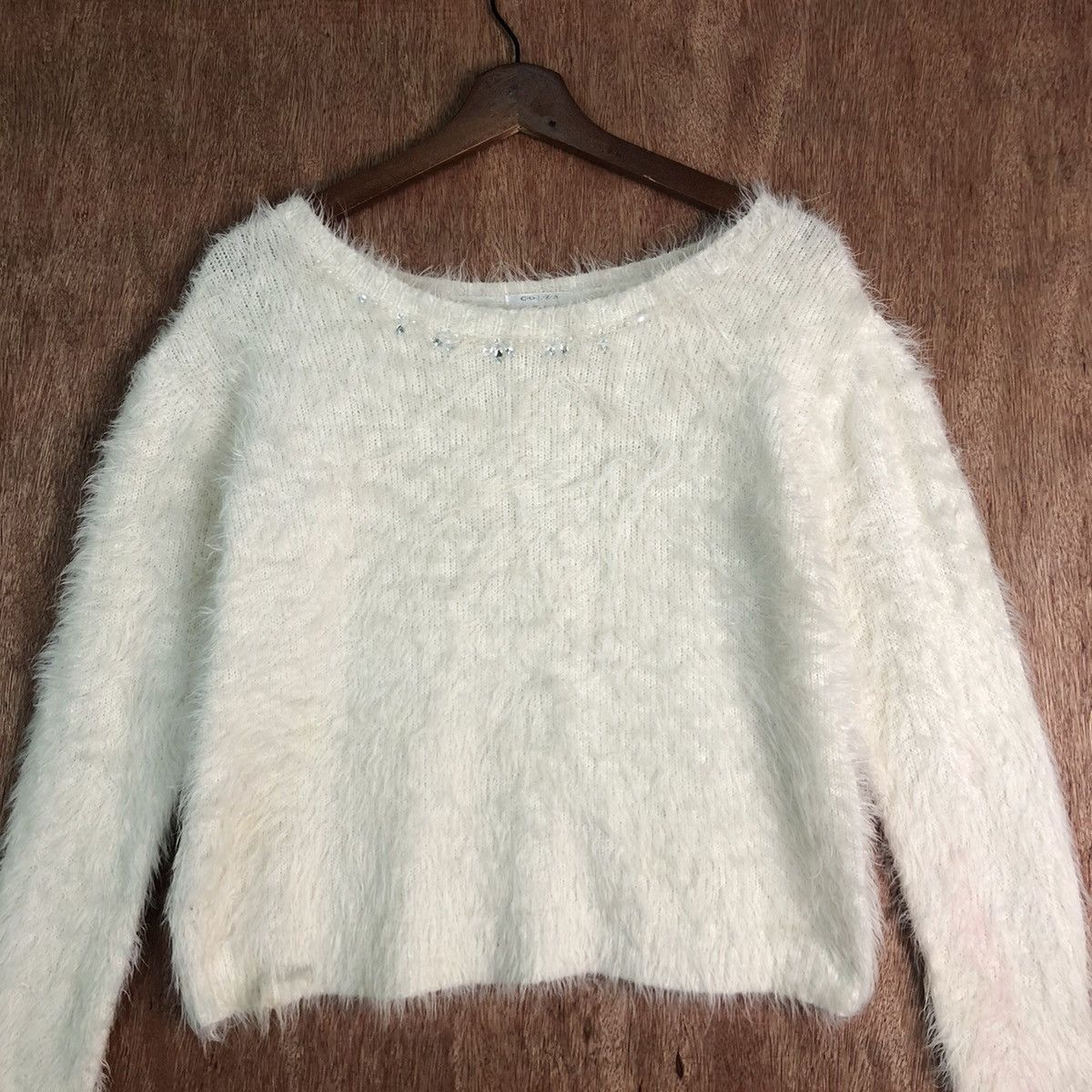 Japanese Brand DLL Colza crop top Mohair Shag Shaggy fur Knitwear #c228 Size S / US 4 / IT 40 - 2 Thumbnail