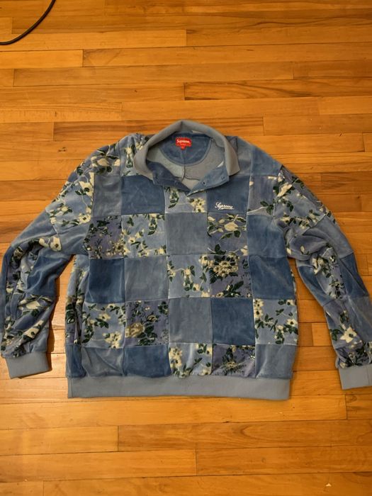 Supreme Supreme Floral Patchwork Velour L/S Polo | Grailed