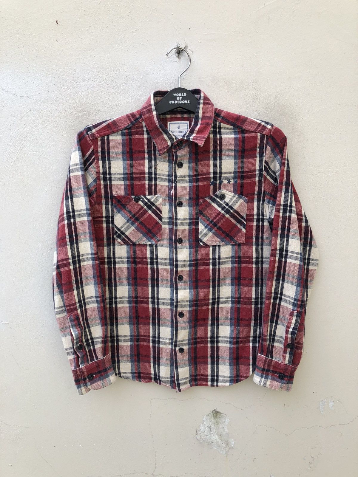 Vintage SECOURS Japan All Natural Material Checks Flannel Shirt Size US S / EU 44-46 / 1 - 1 Thumbnail