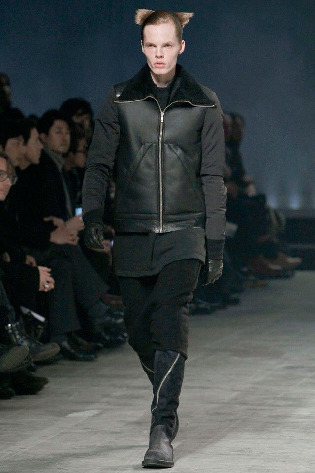 image of Rick Owens Fw11 Limo Leather Shearling Bomber in Black, Men's (Size Medium)