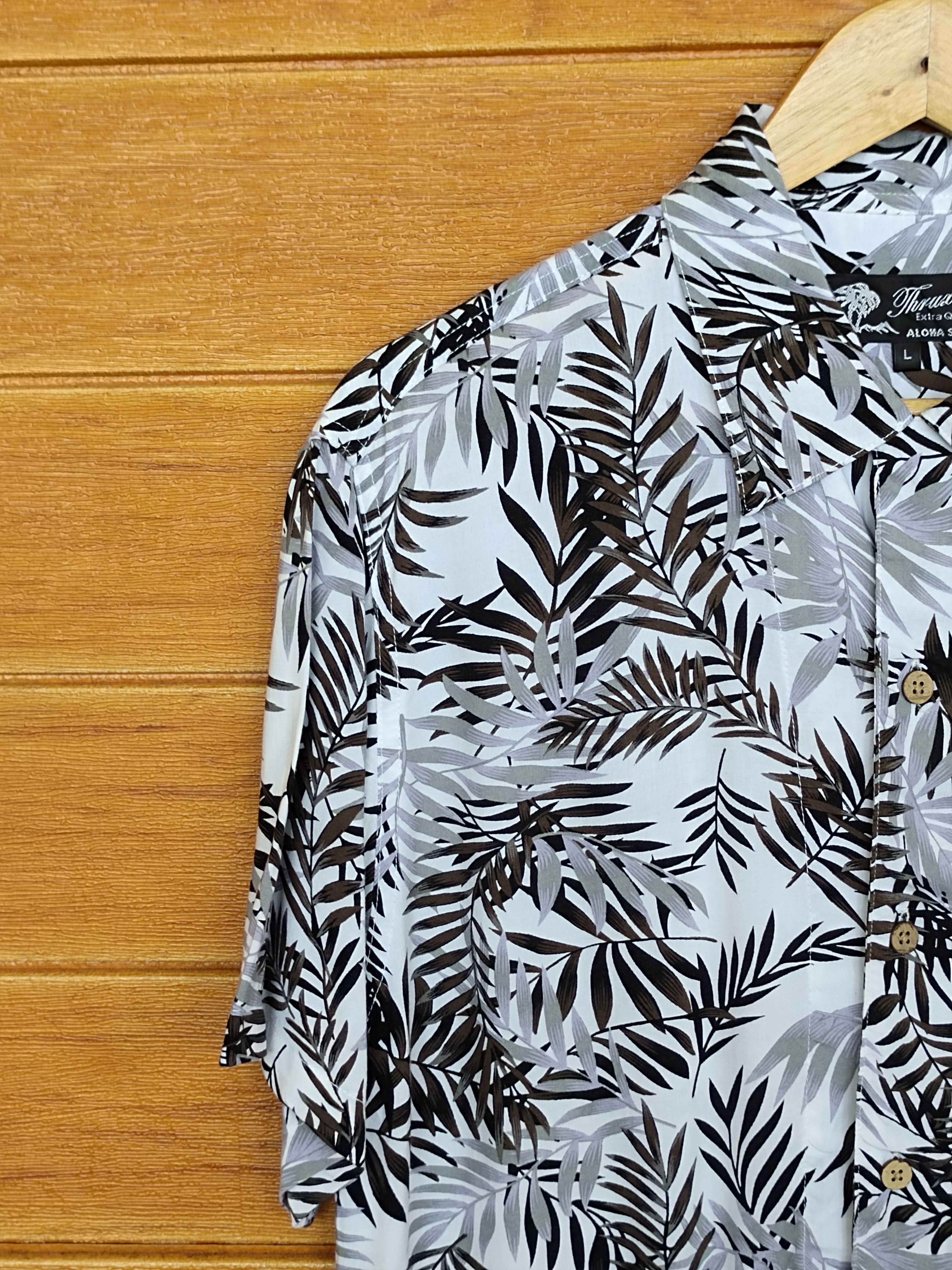 Japanese Brand Japanese Hawaiian THRUXTON Rayon Leaf's Printed Aloha Shirt Size US L / EU 52-54 / 3 - 5 Thumbnail