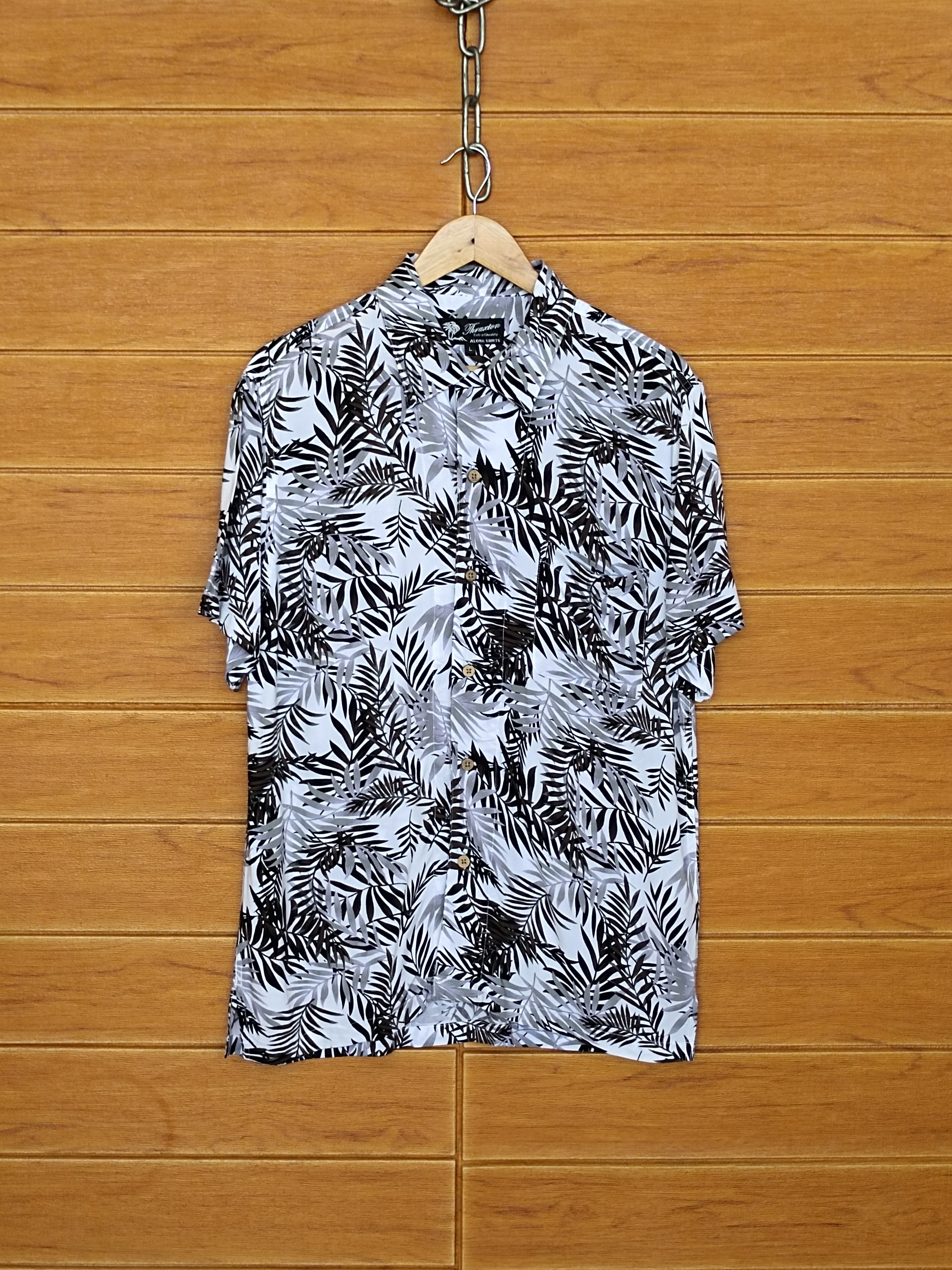 Japanese Brand Japanese Hawaiian THRUXTON Rayon Leaf's Printed Aloha Shirt Size US L / EU 52-54 / 3 - 1 Thumbnail