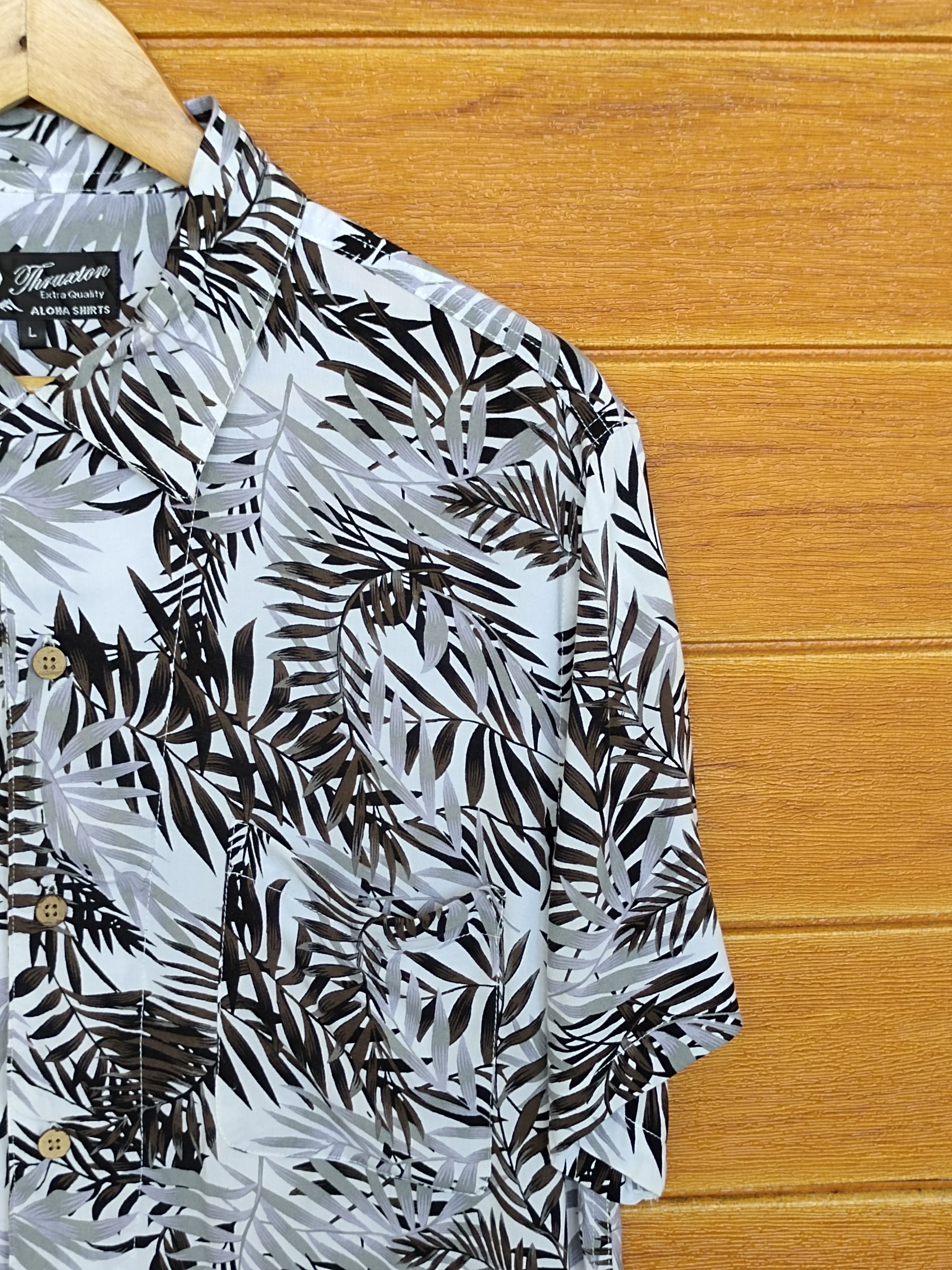 Japanese Brand Japanese Hawaiian THRUXTON Rayon Leaf's Printed Aloha Shirt Size US L / EU 52-54 / 3 - 4 Thumbnail