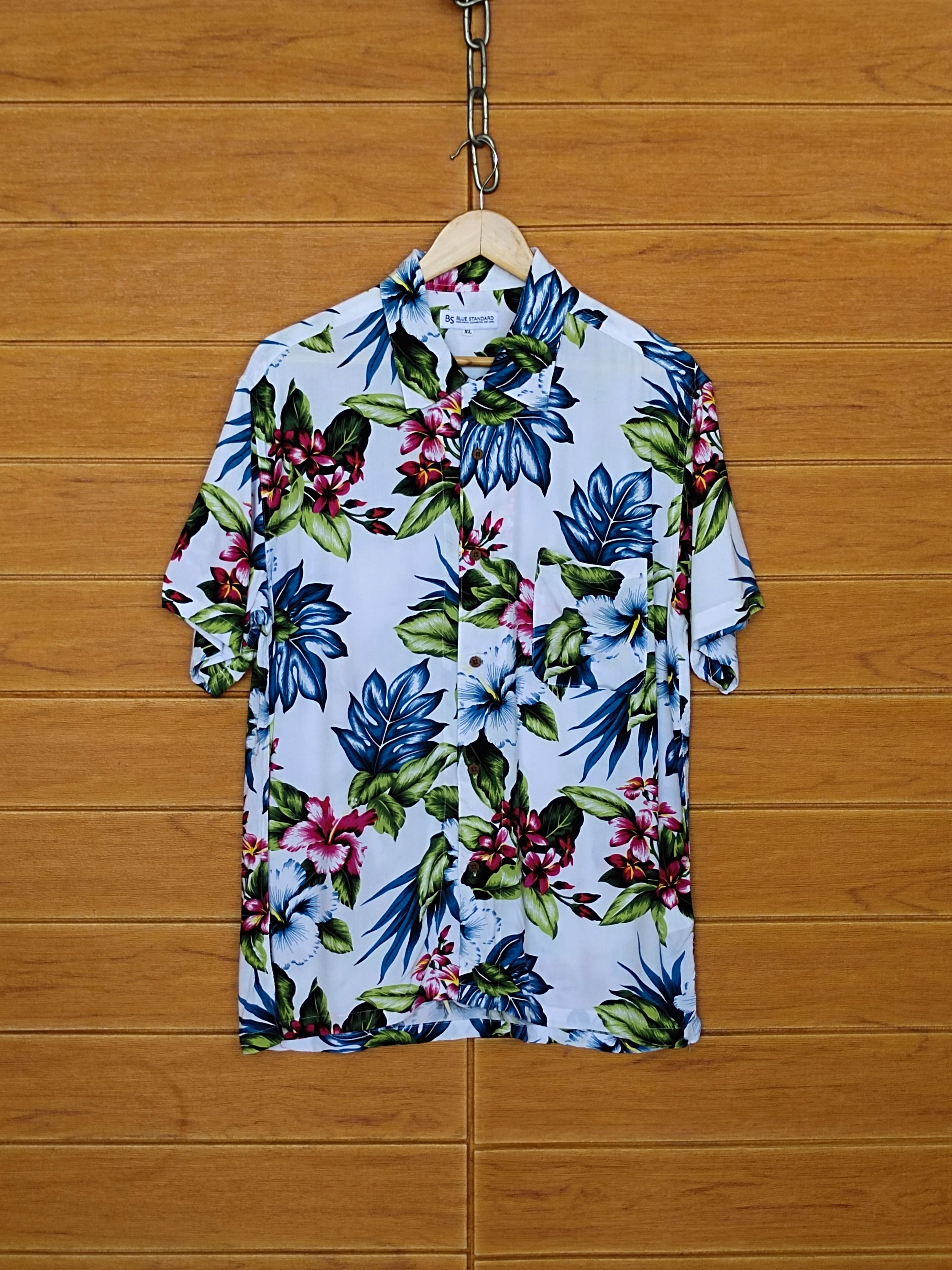 Japanese Brand Japan Hawaiian BLUE STANDARD Multicolor Flower Aloha rayon Size US XL / EU 56 / 4 - 1 Thumbnail