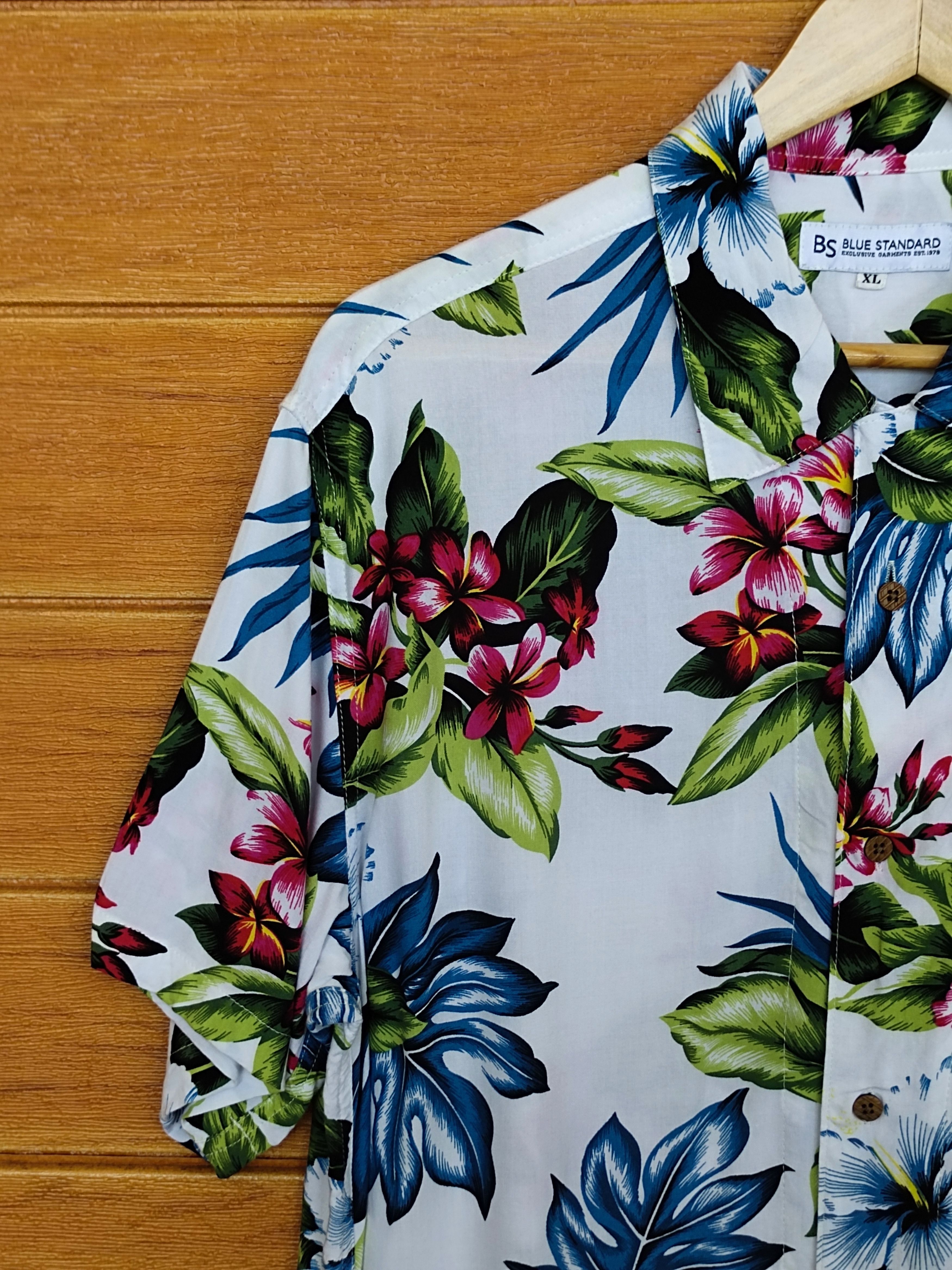 Japanese Brand Japan Hawaiian BLUE STANDARD Multicolor Flower Aloha rayon Size US XL / EU 56 / 4 - 5 Thumbnail