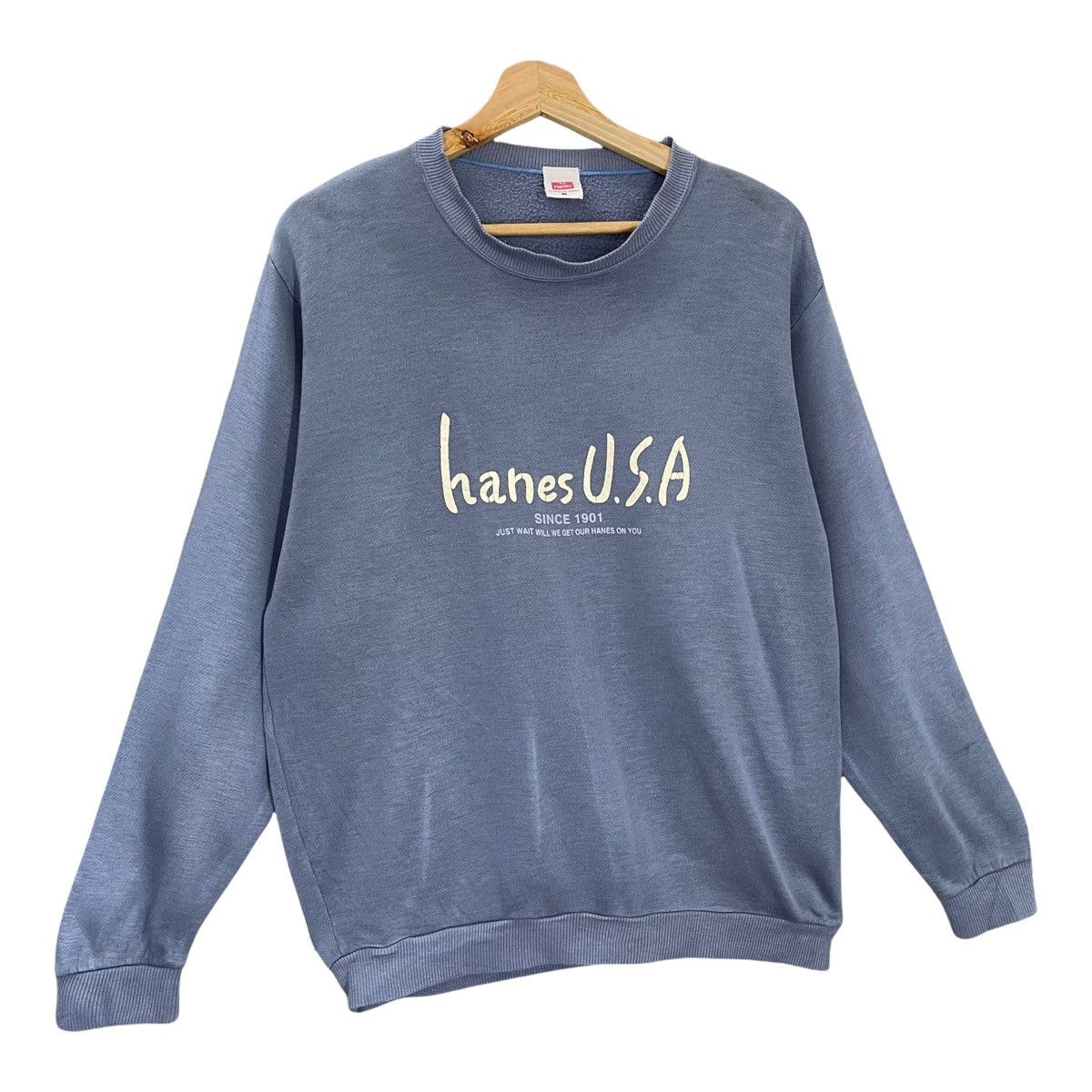 Hanes Vintage Hanes Usa Big Logo Crewneck Sweatshirt Size M Size US M / EU 48-50 / 2 - 2 Thumbnail