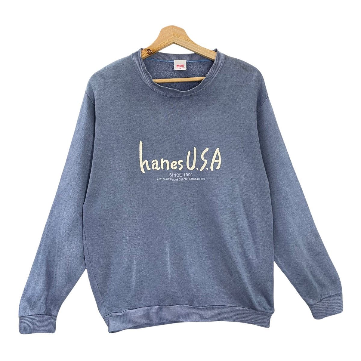 Hanes Vintage Hanes Usa Big Logo Crewneck Sweatshirt Size M Size US M / EU 48-50 / 2 - 1 Thumbnail