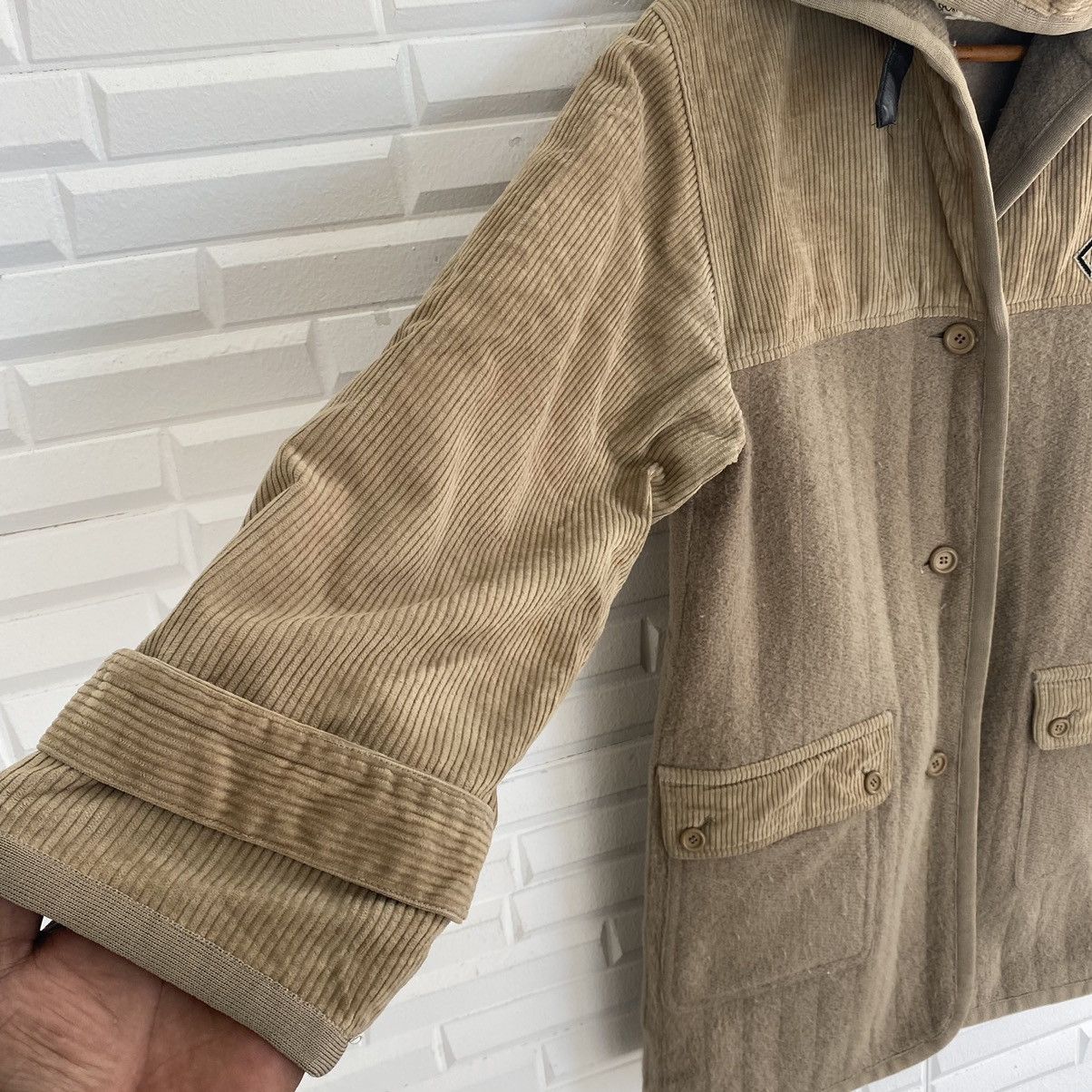 CHRISTIAN DIOR SPORT WOOL CORDUROY SLEEVE HOODIE JACKET