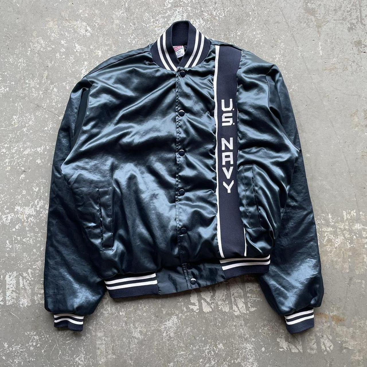 Vintage “U.S. Navy” Satin Bomber Varsity Jacket - Size Large (1980s) Size US L / EU 52-54 / 3 - 1 Thumbnail