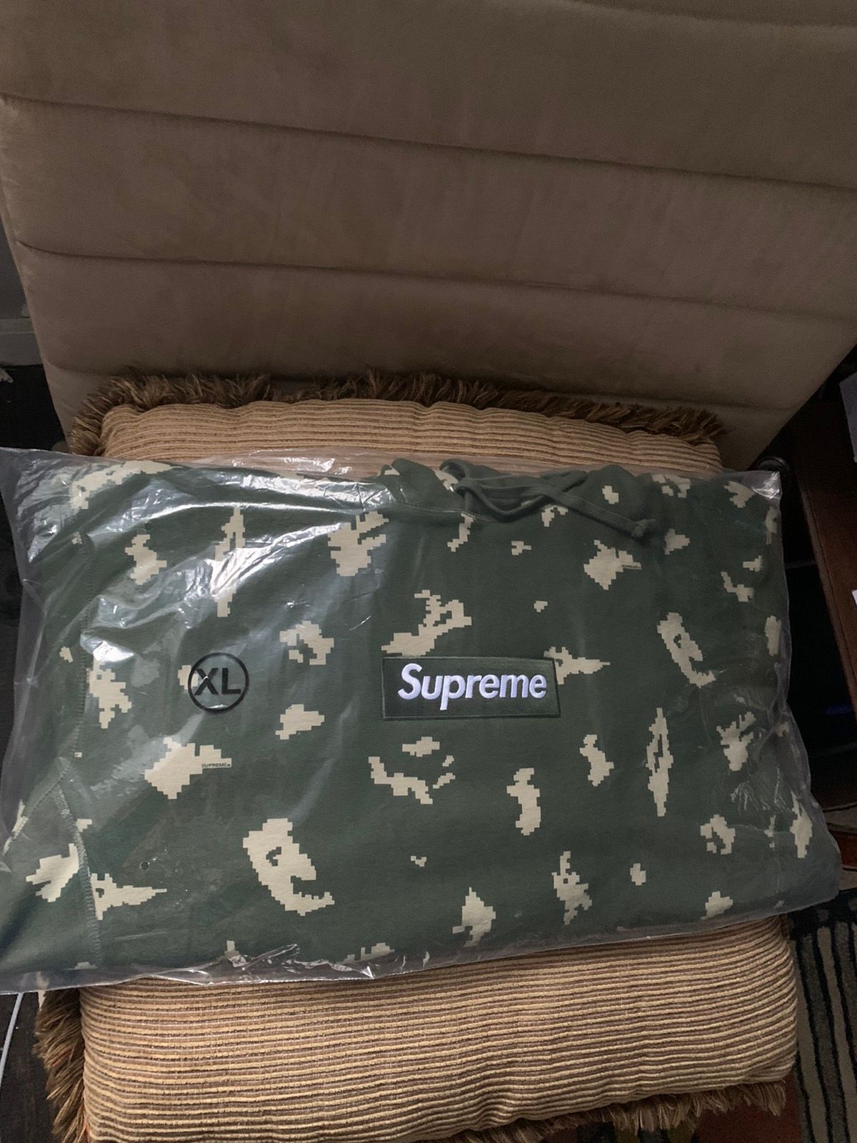 Pre-owned Supreme Box Logo Hoodie Fw21 Olive Russian Camo Xl