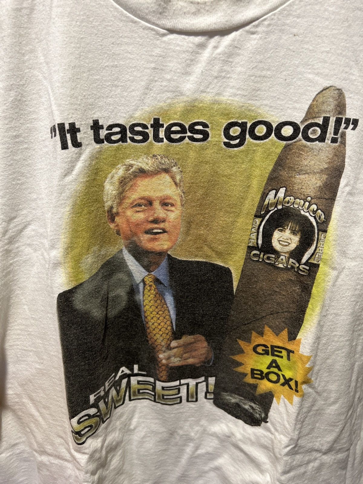 Vintage VERY RARE Vintage Bill Clinton Monica Lewinsky Tee Size US XL / EU 56 / 4 - 2 Thumbnail