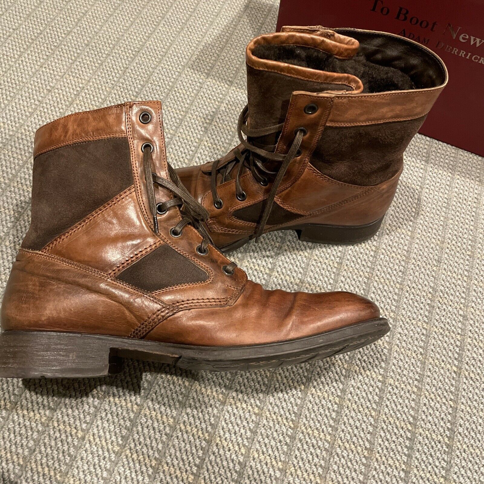 Prada Too Boot Warren brown leather & suede boots shearling Size US 9.5 / EU 42-43 - 4 Thumbnail