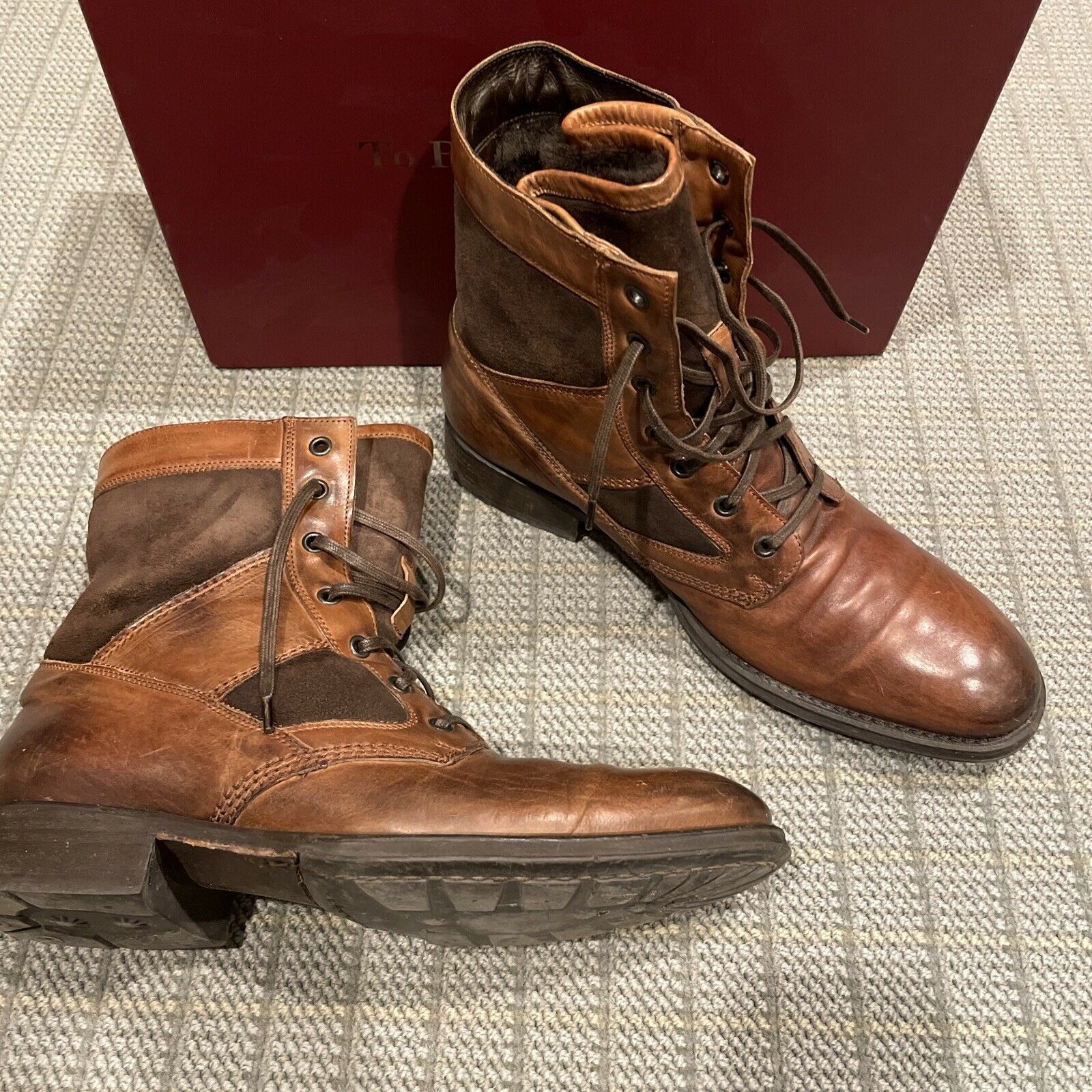 Prada Too Boot Warren brown leather & suede boots shearling Size US 9.5 / EU 42-43 - 6 Thumbnail