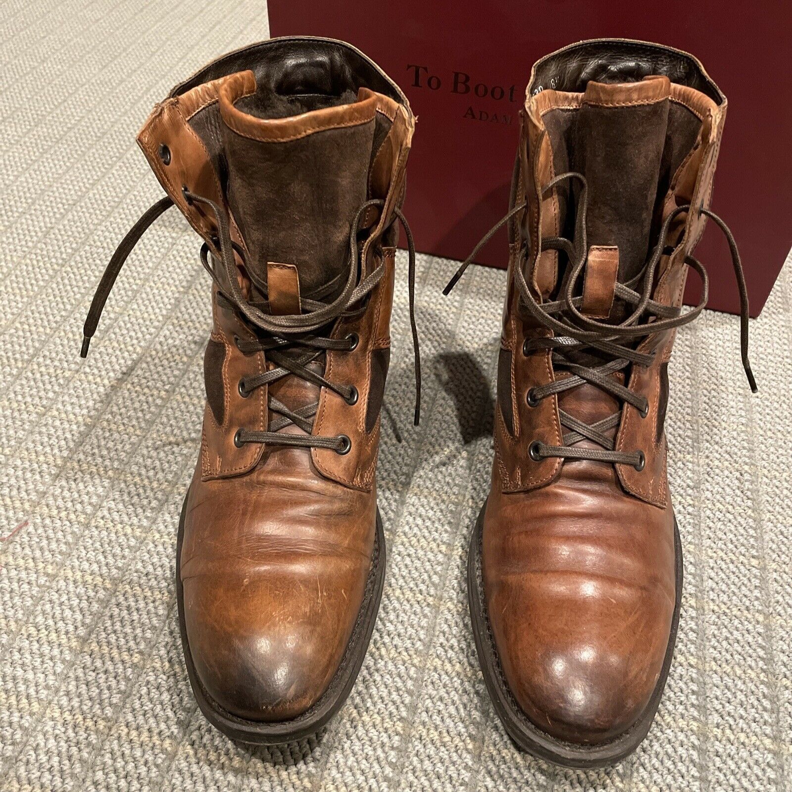 Prada Too Boot Warren brown leather & suede boots shearling Size US 9.5 / EU 42-43 - 3 Thumbnail