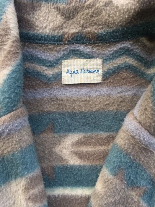 Designer 📌Vintage Aqua Harmony Coat Fleece Stripe X Cardigans Size US L / EU 52-54 / 3 - 5 Thumbnail