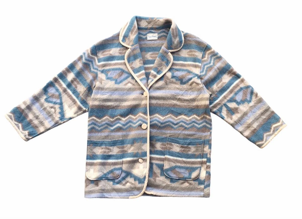 Designer 📌Vintage Aqua Harmony Coat Fleece Stripe X Cardigans Size US L / EU 52-54 / 3 - 1 Thumbnail