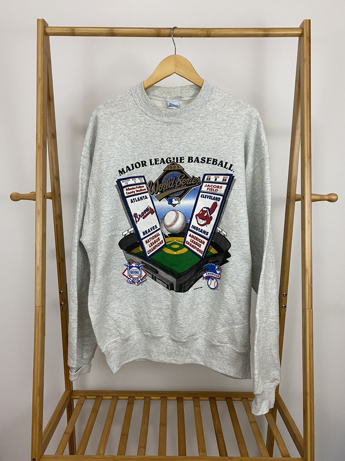 Vintage VTG 1995 World Series MLB Braves Indians Sweatshirt XL ...