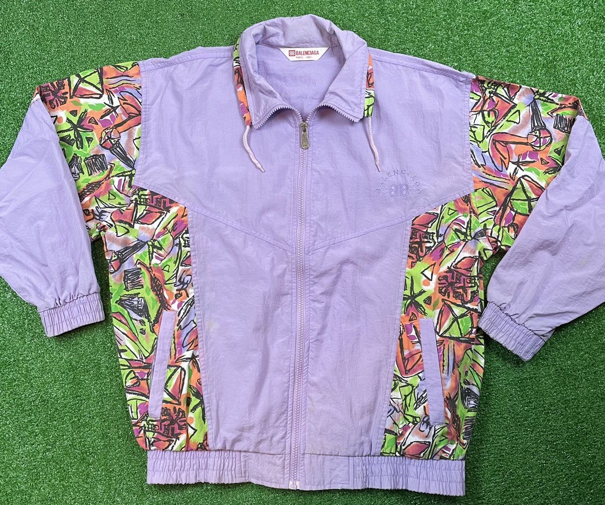 Balenciaga Vintage 90s Balenciaga Bootleg Windbreaker Jacket Purple Size US S / EU 44-46 / 1 - 3 Thumbnail