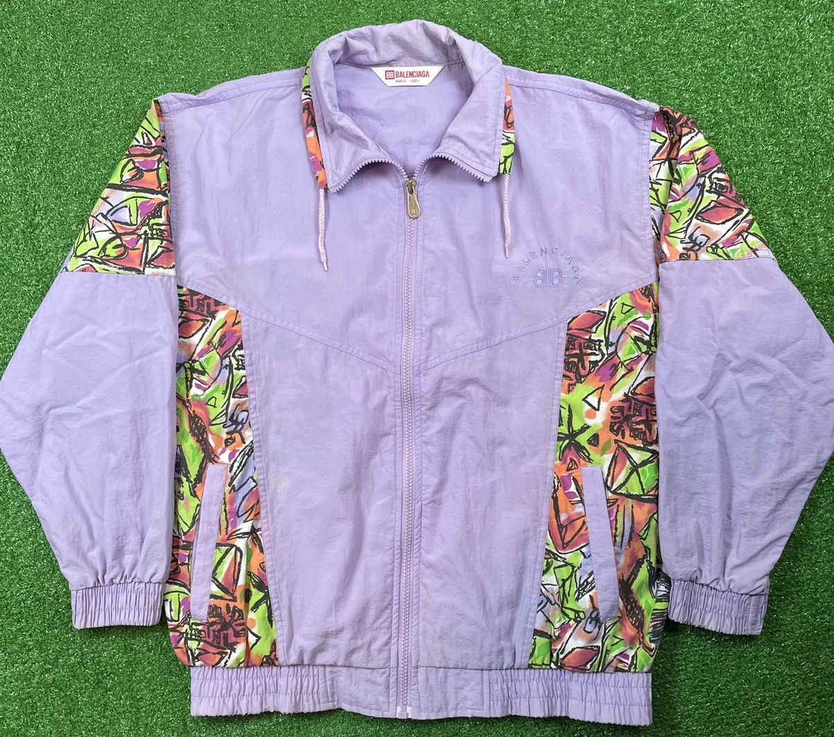 Balenciaga Vintage 90s Balenciaga Bootleg Windbreaker Jacket Purple Size US S / EU 44-46 / 1 - 2 Thumbnail