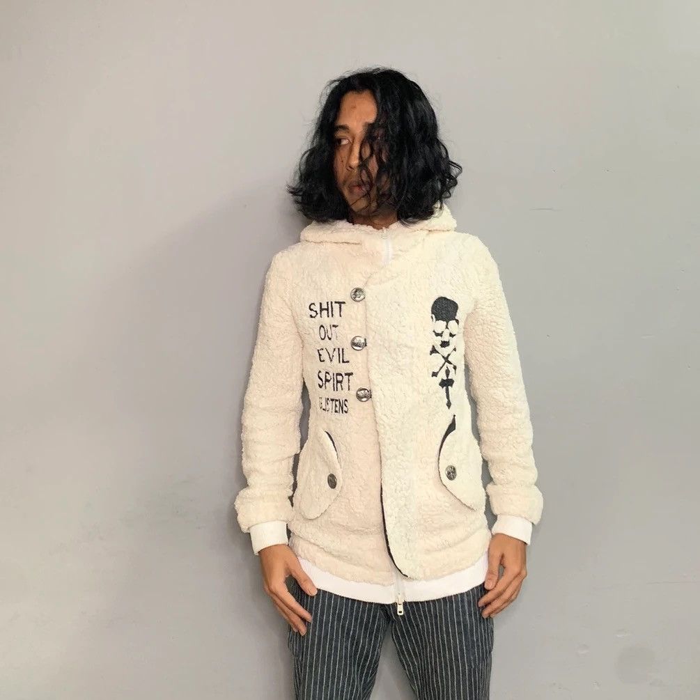 Japanese Brand × Vintage Skull Rich Of Die Brand Sherpa Fleece Hoodie Sweater Size US S / EU 44-46 / 1 - 2 Thumbnail
