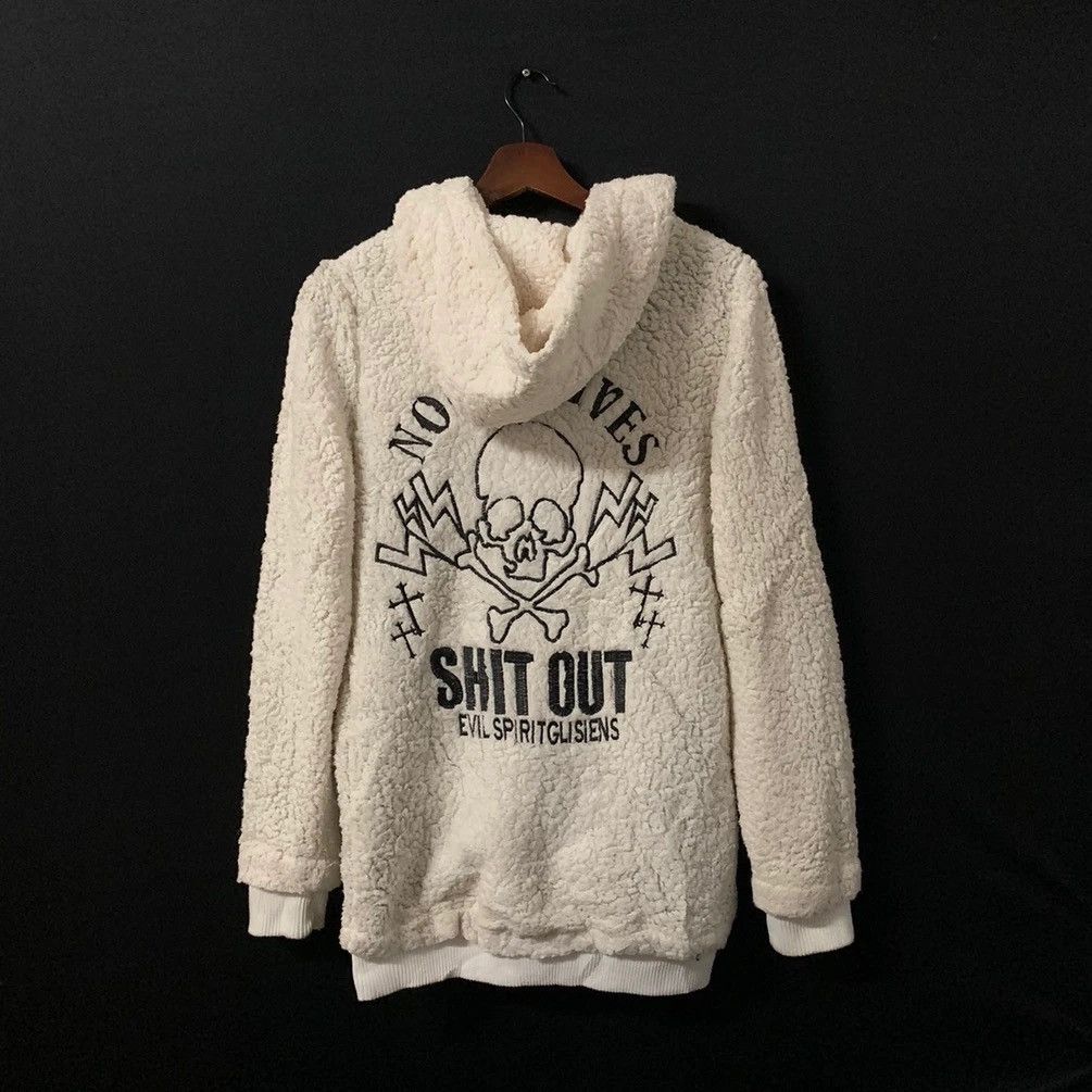 Japanese Brand × Vintage Skull Rich Of Die Brand Sherpa Fleece Hoodie Sweater Size US S / EU 44-46 / 1 - 6 Thumbnail