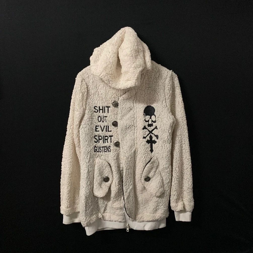 Japanese Brand × Vintage Skull Rich Of Die Brand Sherpa Fleece Hoodie Sweater Size US S / EU 44-46 / 1 - 3 Thumbnail