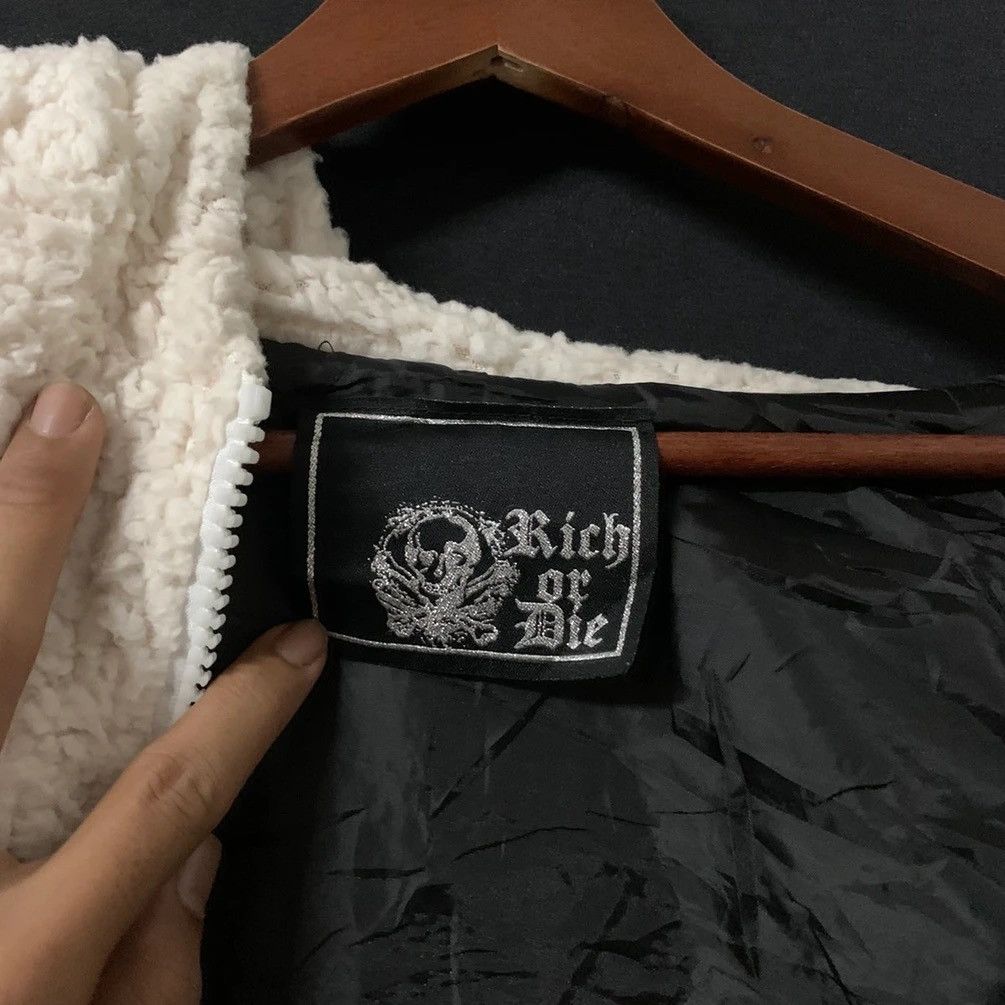 Japanese Brand × Vintage Skull Rich Of Die Brand Sherpa Fleece Hoodie Sweater Size US S / EU 44-46 / 1 - 10 Thumbnail