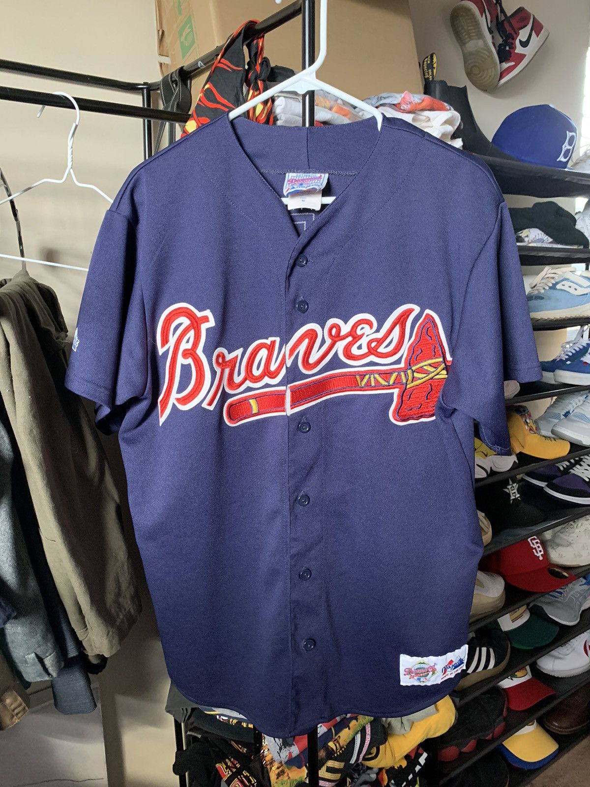 VINTAGE ATLANTA BRAVES BABY BLUE BASEBALL JERSEY MAJESTIC 90'S SZ