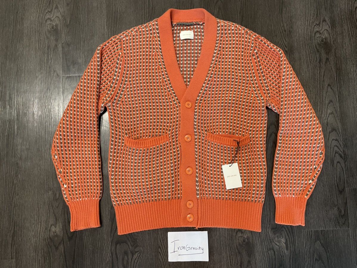 Pre-owned Aimé Leon Dore Ald Waffle Knit Cardigan Orange Size L Large